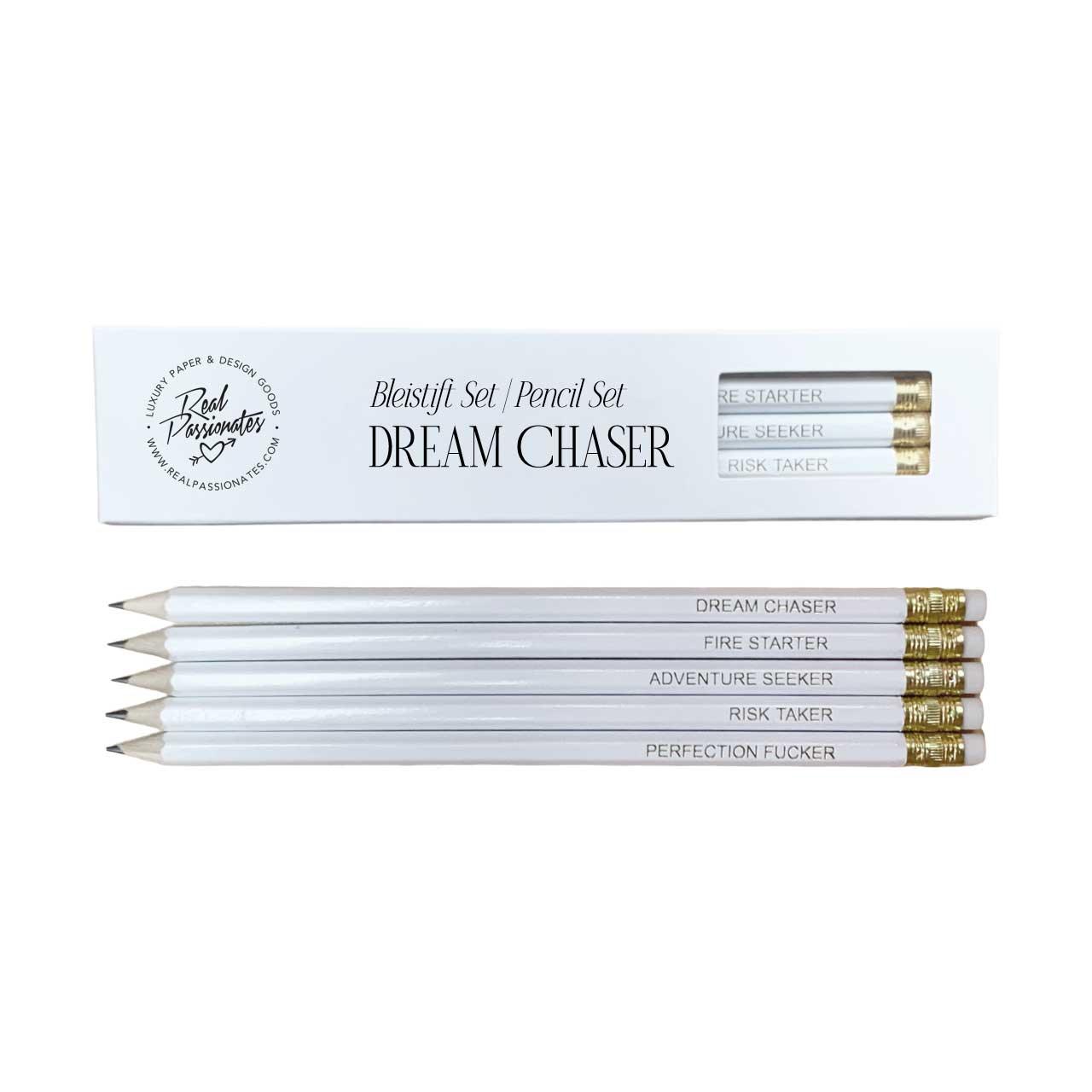 Pencil Set "DREAM CHASER", 5 pcs., White/Gold