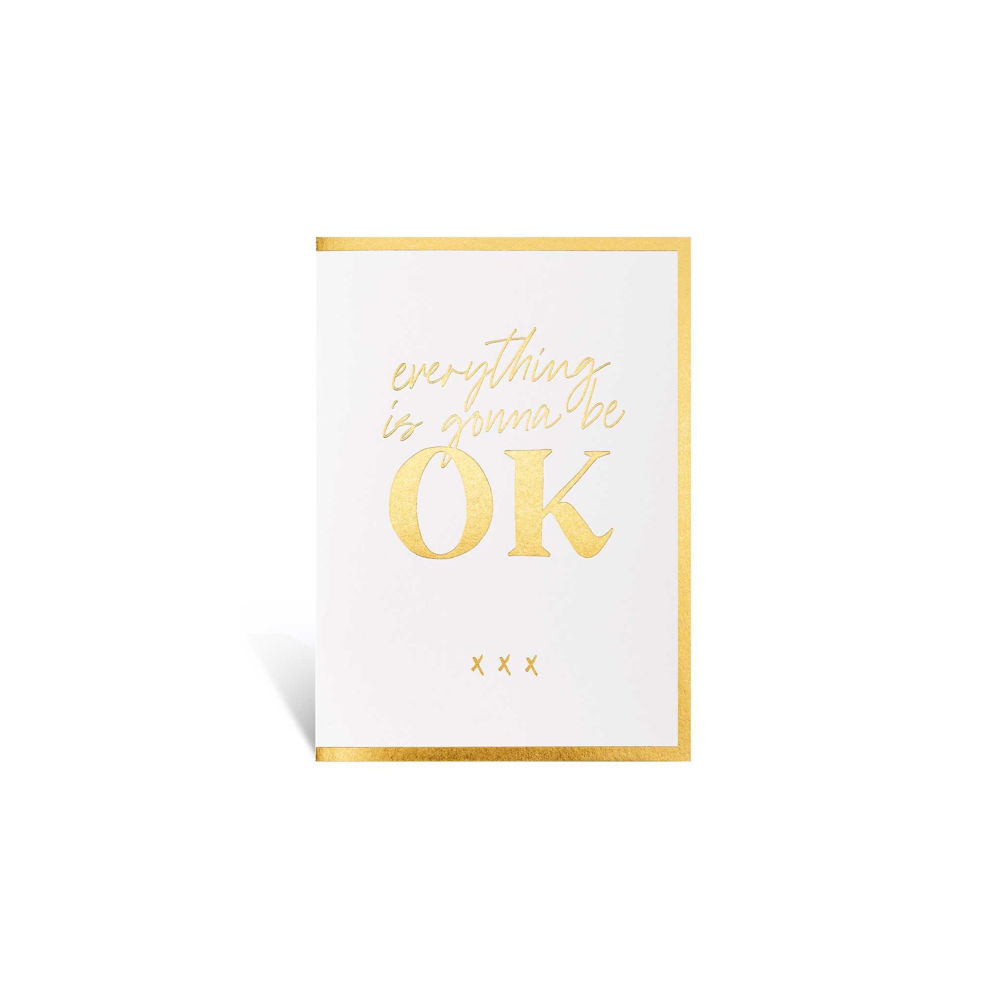 Greeting Card "OK", A6, White /Gold