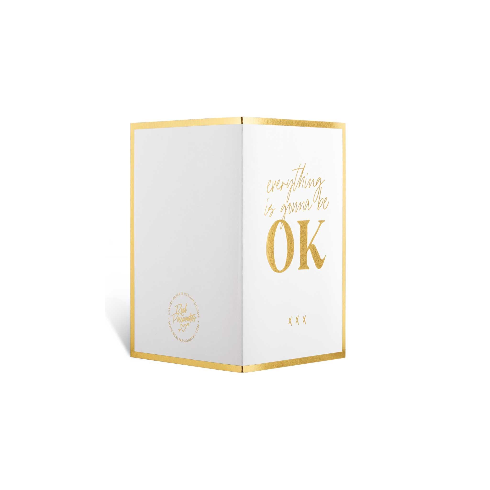 Greeting Card "OK", A6, White /Gold
