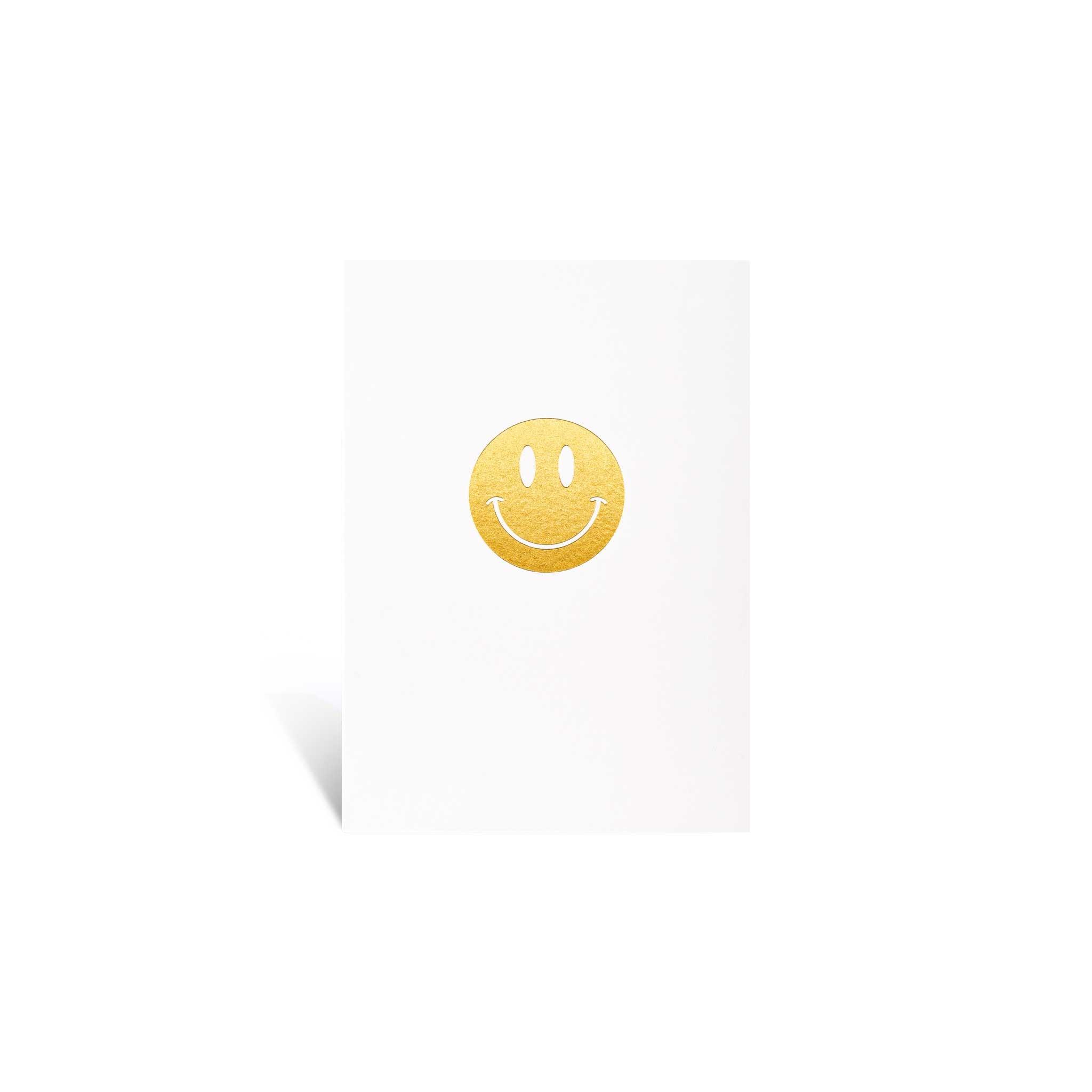 Gruß-/Klappkarte mit Goldprägung Smiley