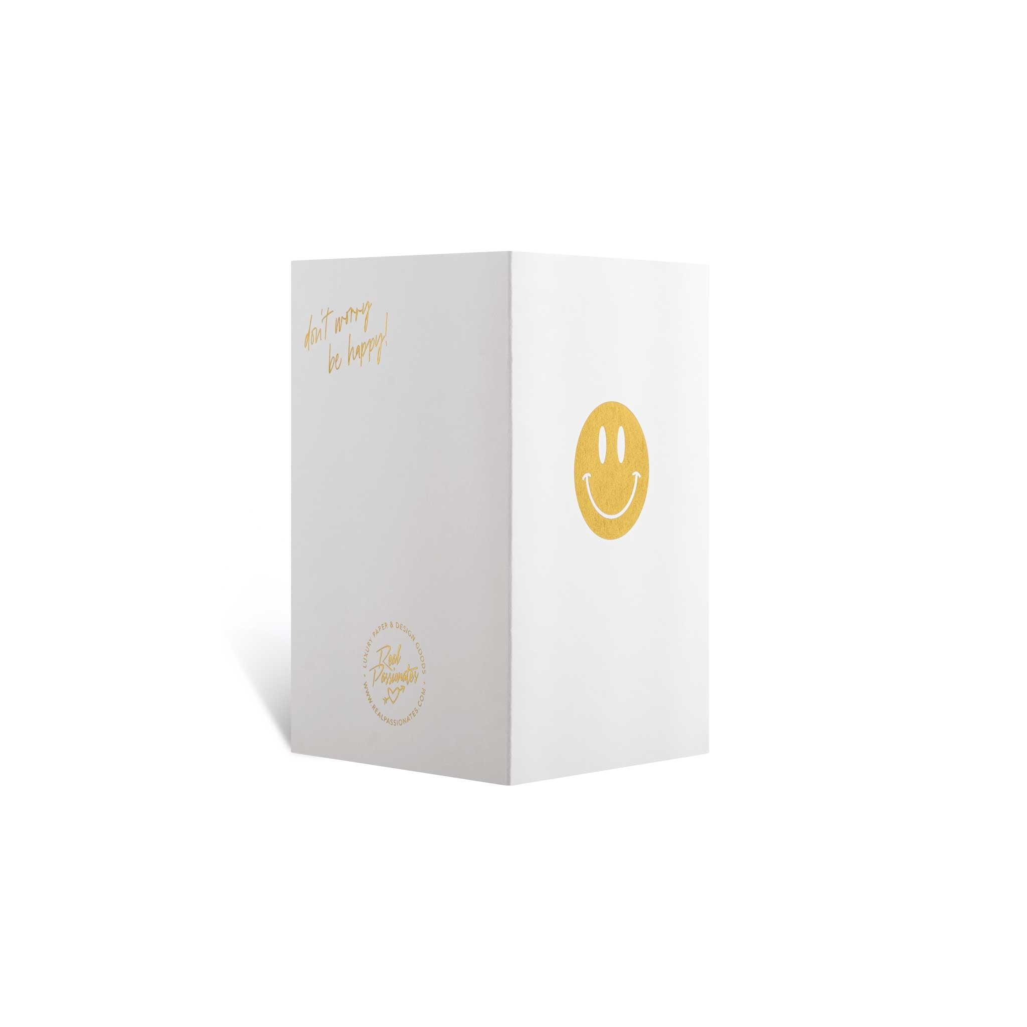 Grußkarte "Smiley", A6, Weiß/Gold
