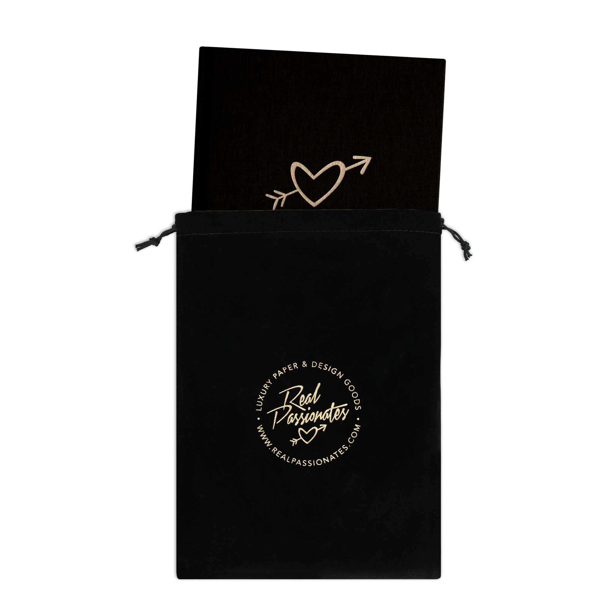 Notizbuch "Heart", A5, schwarz / gold, Leinencover