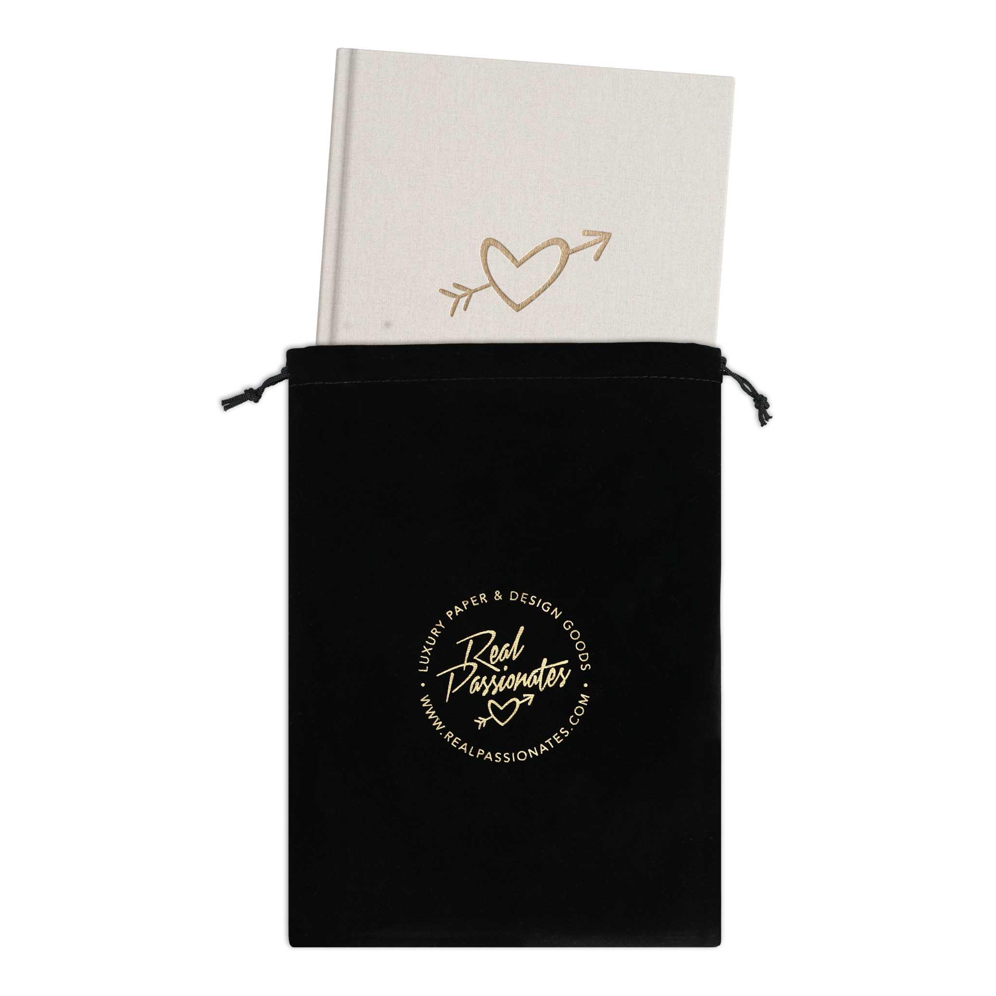 Notizbuch "Heart", A5, off white / gold, Leinencover