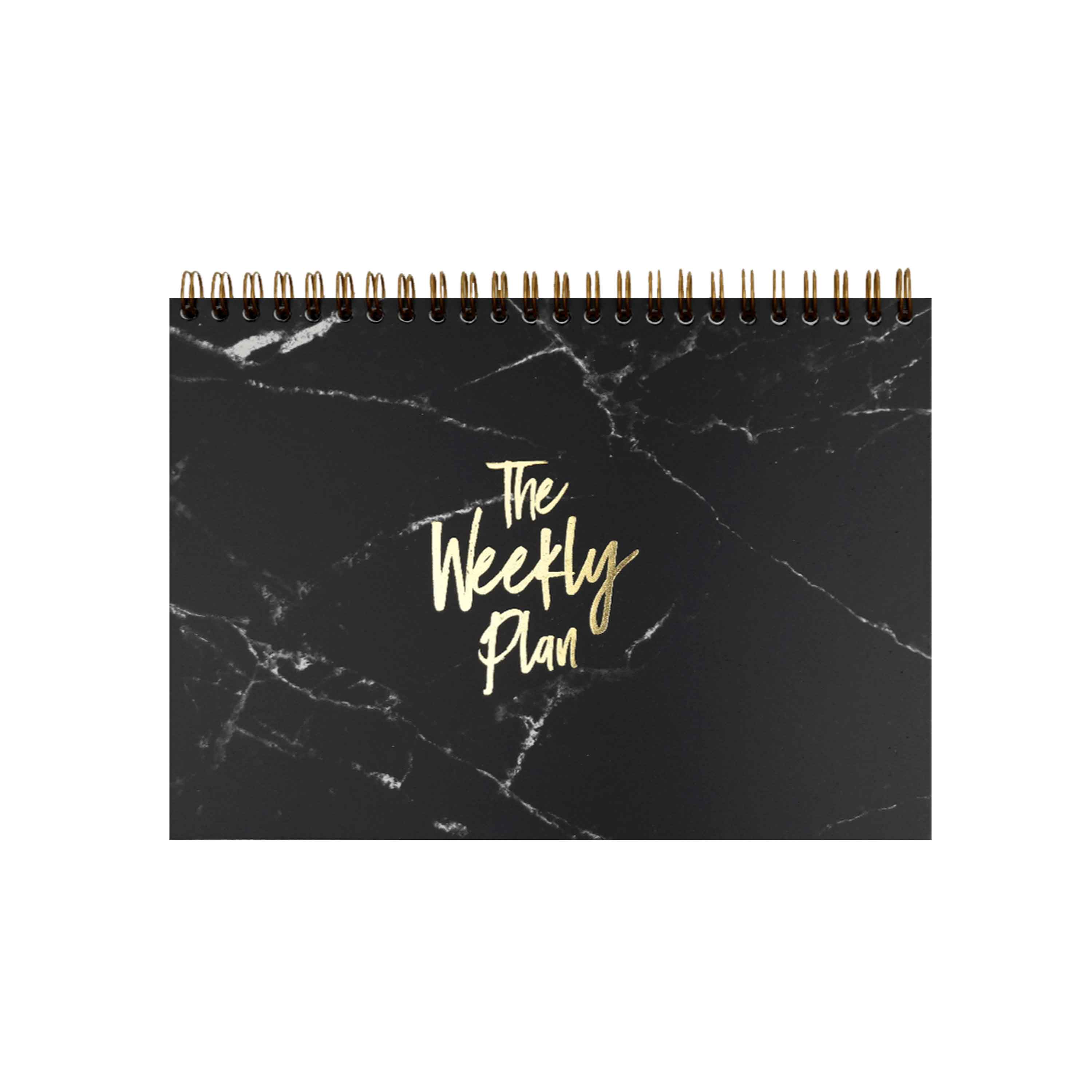 Notizblock "Weekly Plan", A5, Schwarz/Gold