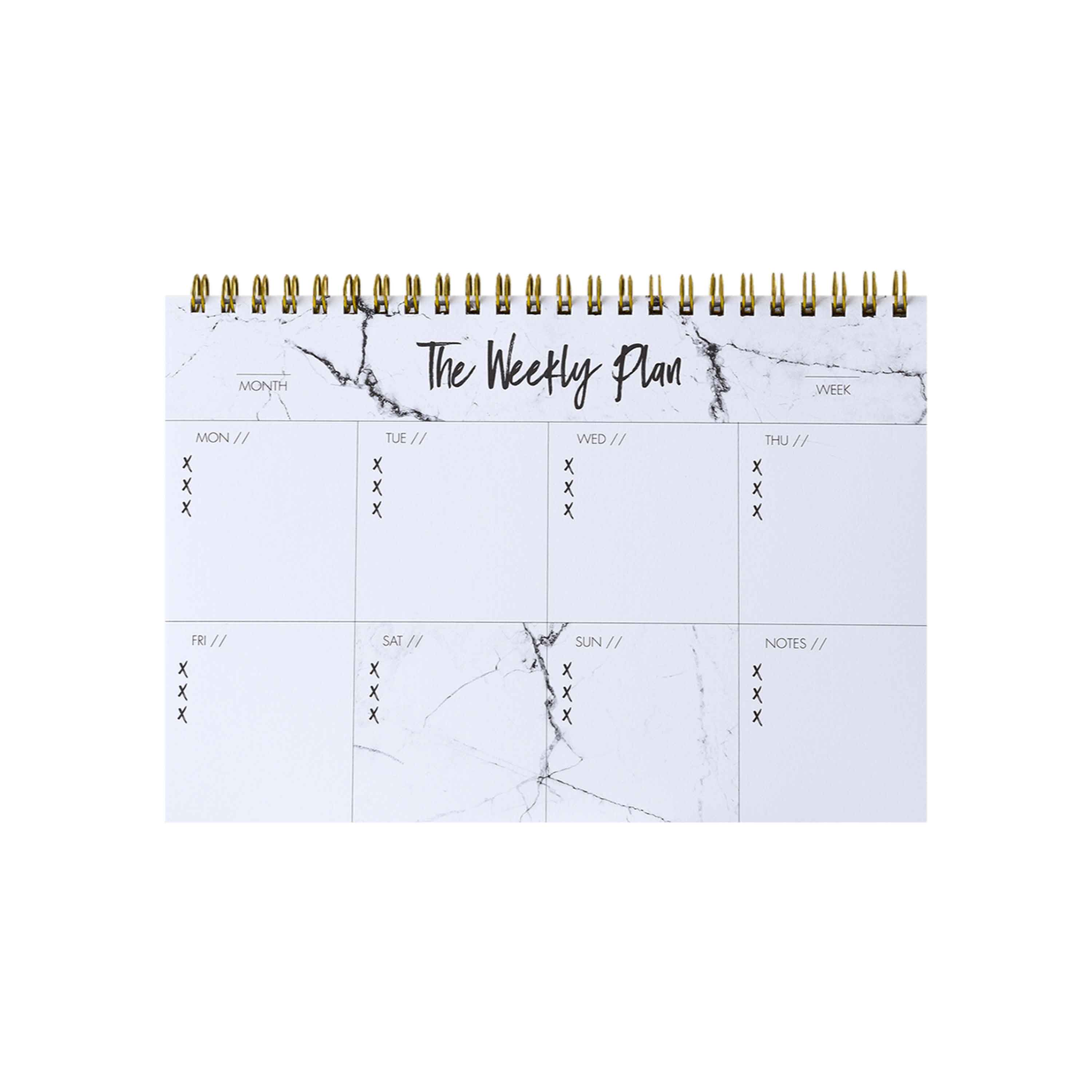 Notizblock "Weekly Plan", A5, Schwarz/Gold