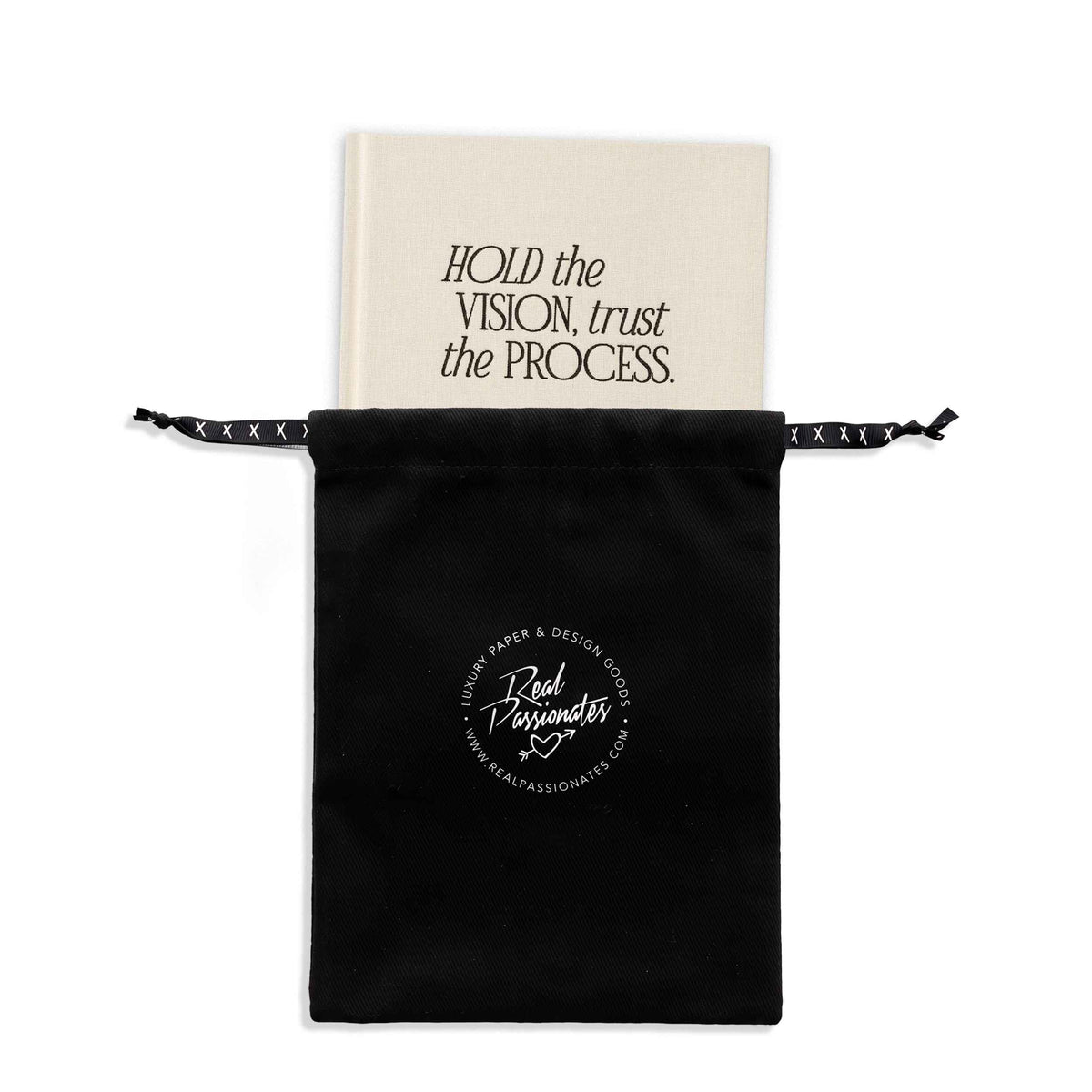 Baumwollsäckchen mit Notizbuch „Hold the Vision“