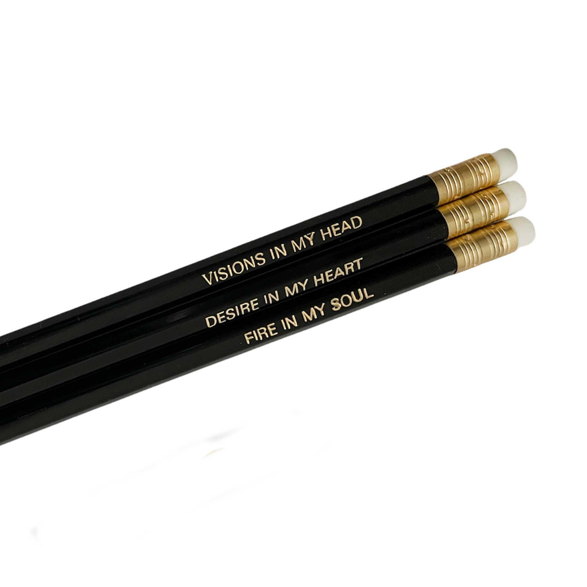 Bleistift Set "Visions", 3 Stück, Schwarz inkl. Clip