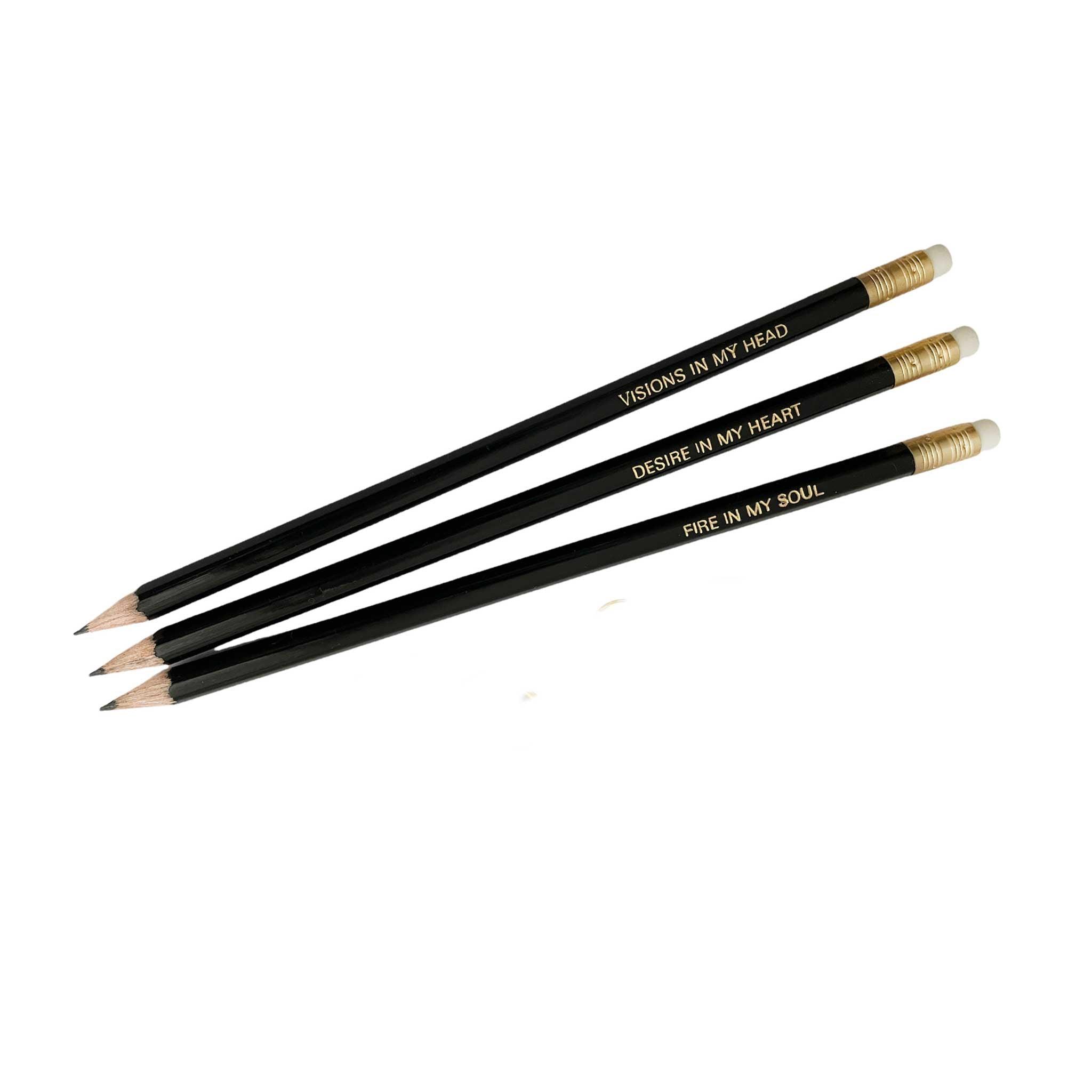 Bleistift Set "Visions", 3 Stück, Schwarz inkl. Clip