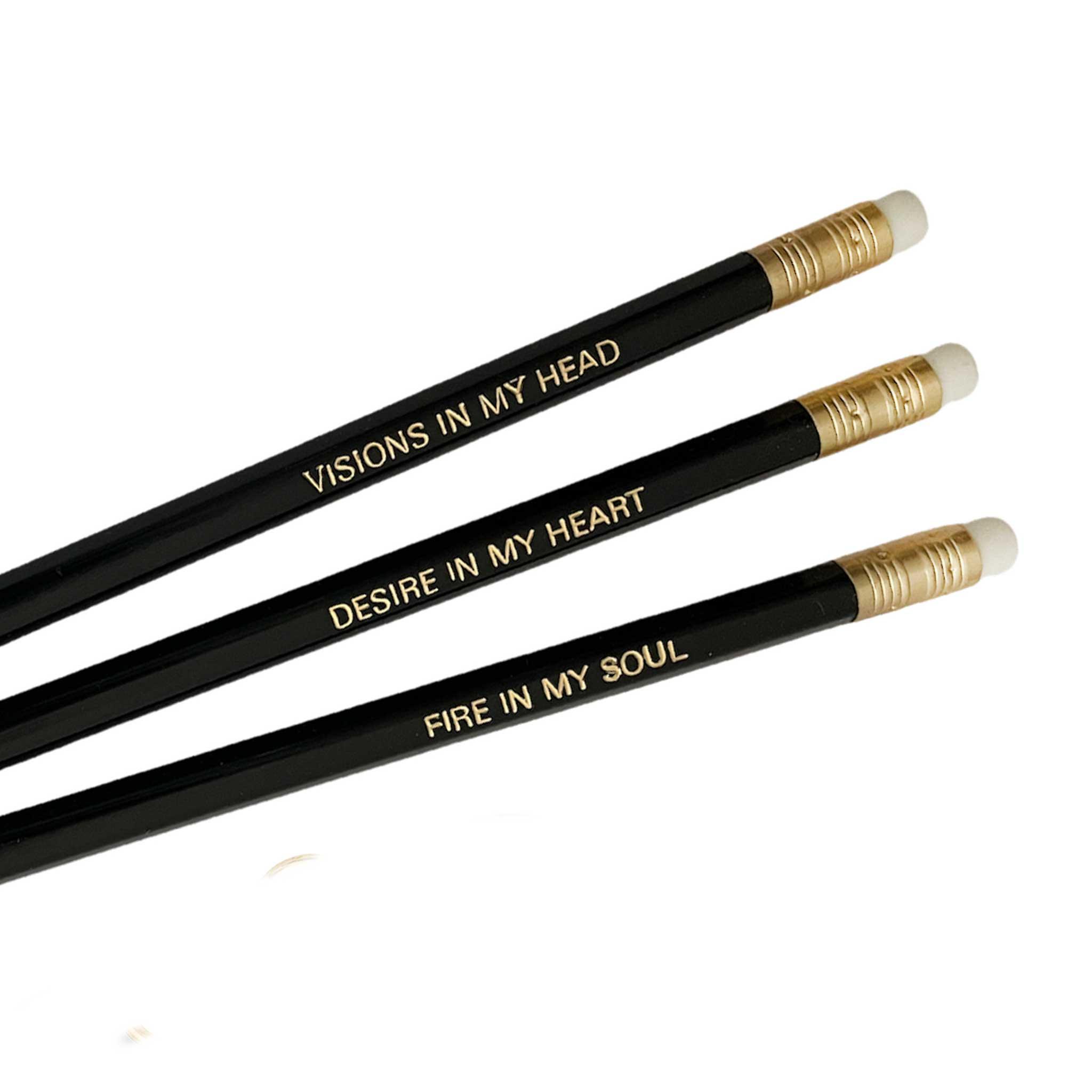 Bleistift Set "Visions", 3 Stück, Schwarz inkl. Clip