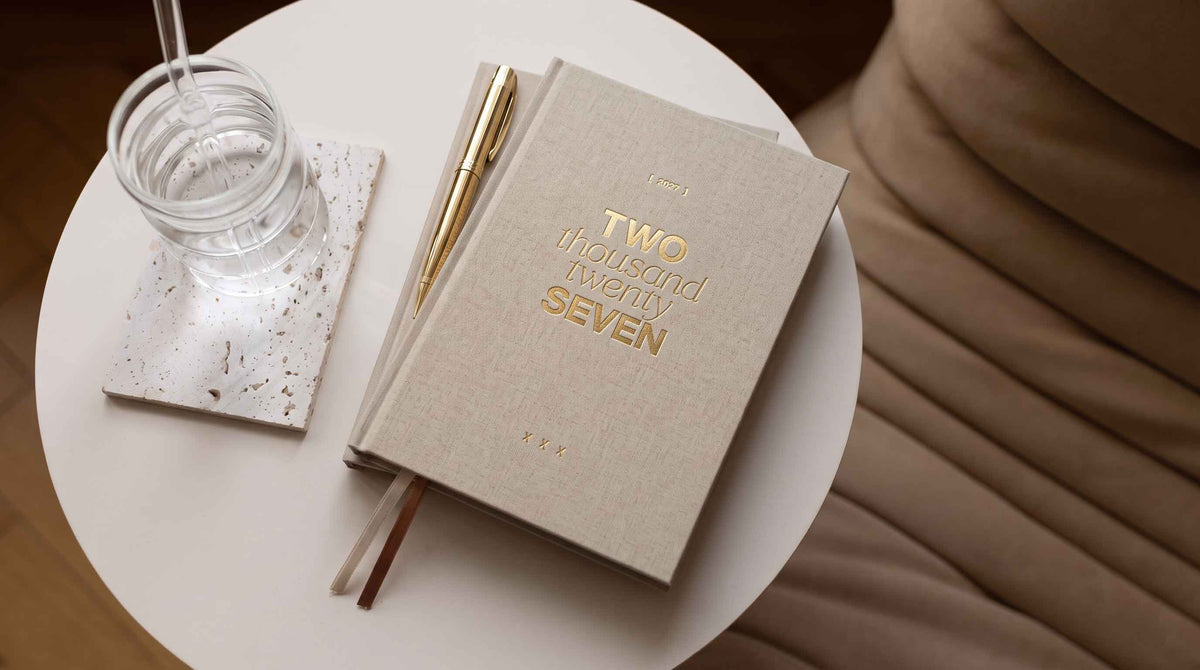 Kalender 2027 "Beach" | A5 | Beige / Gold