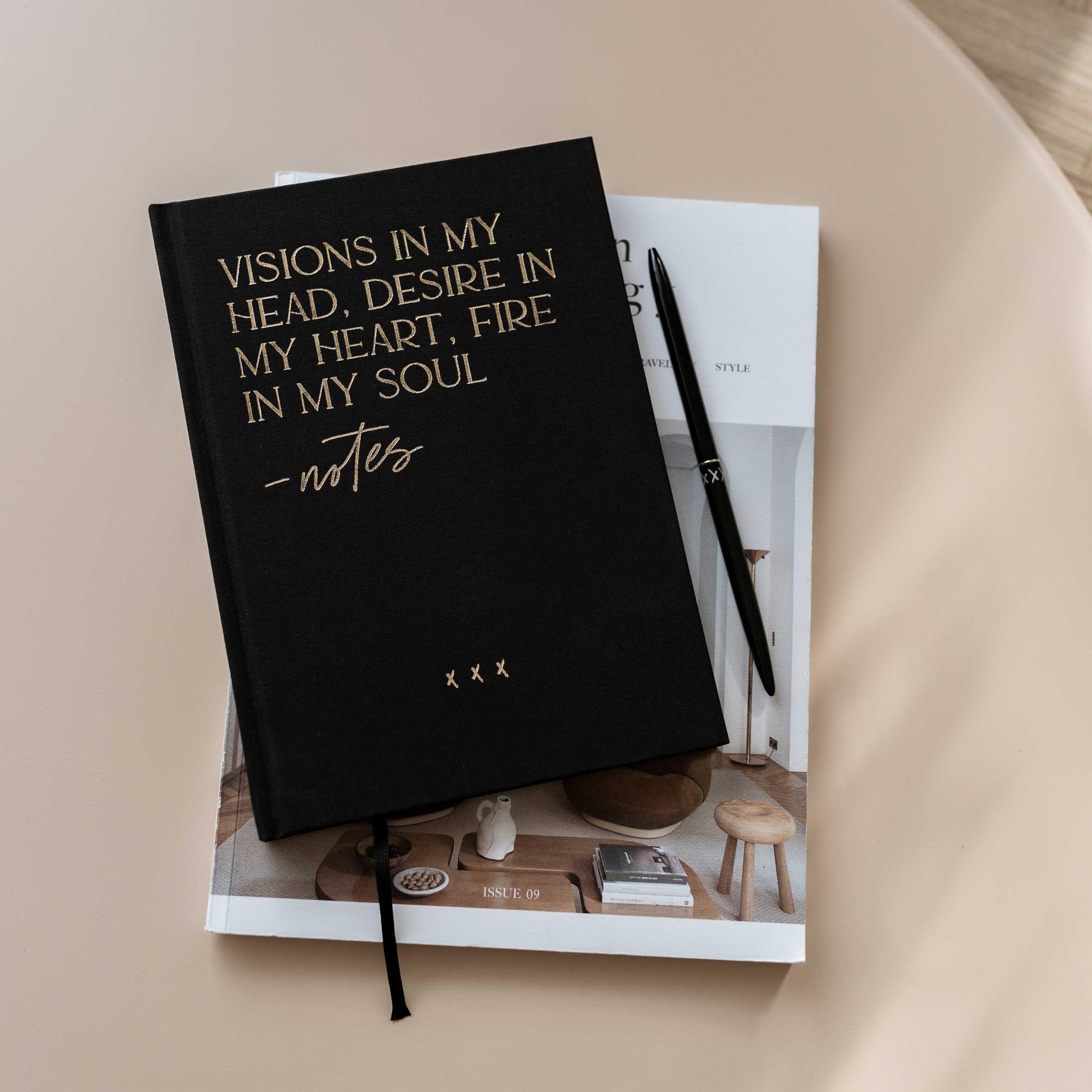 Notebook "Visions", A5, Black/Gold
