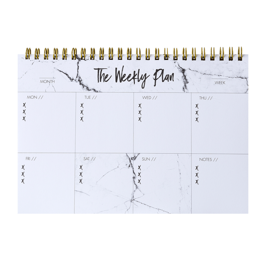 Notizblock "Weekly Plan", A5, Weiß/Gold
