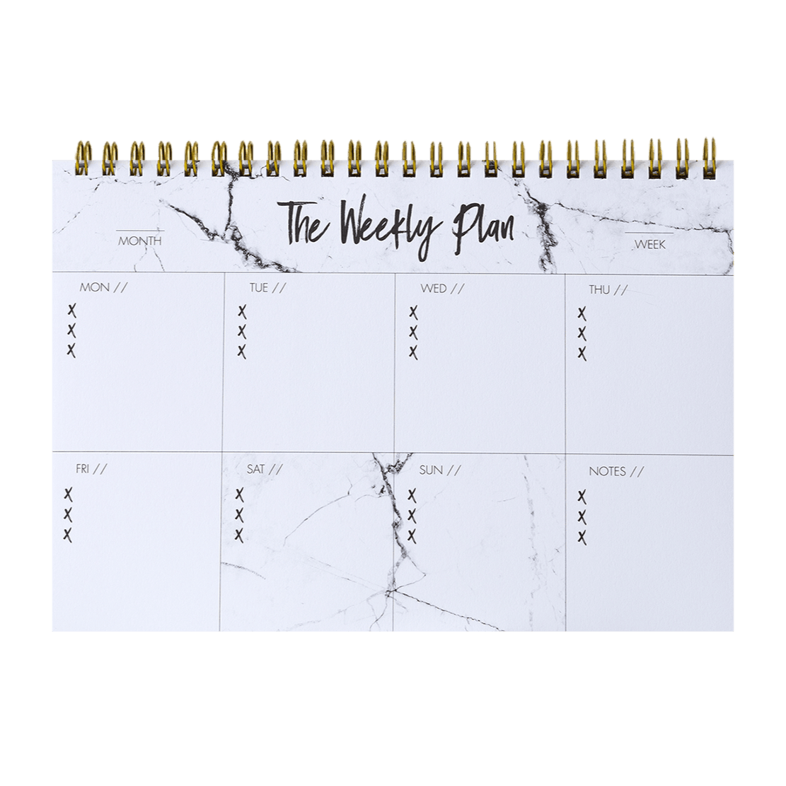 Notizblock "Weekly Plan", A5, Weiß/Gold