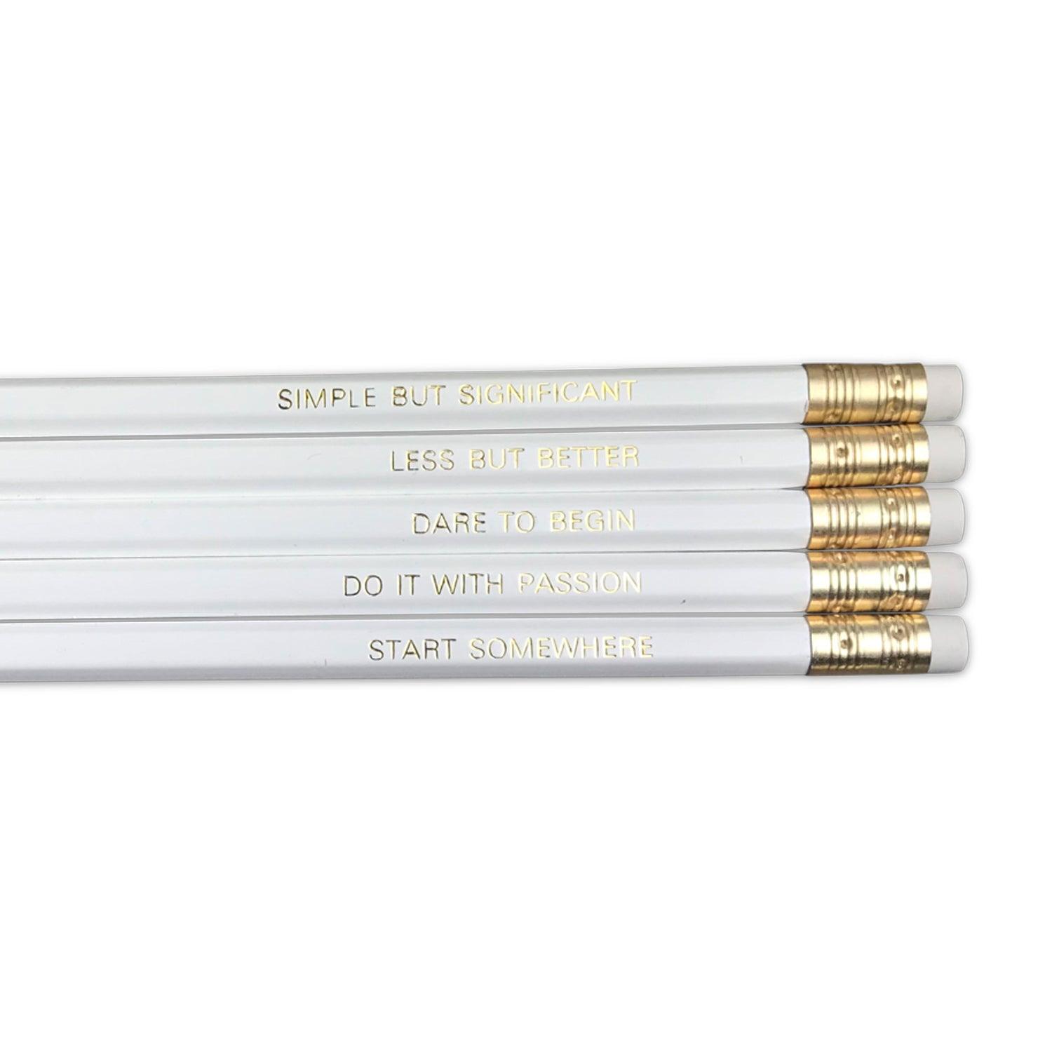 Bleistift Set "MOTIVATION", 5 Stück, Weiß