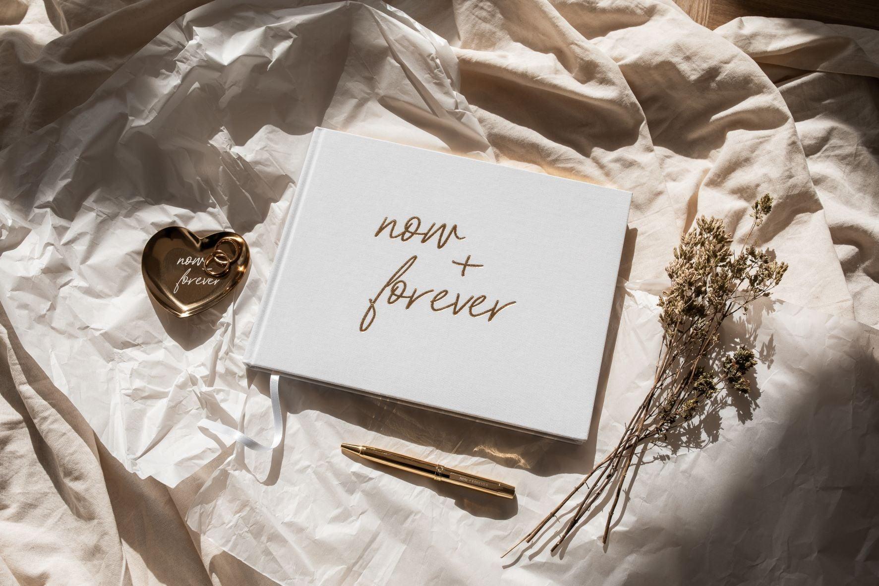 Small heart shaped bowl / tray "now + forever", Gold