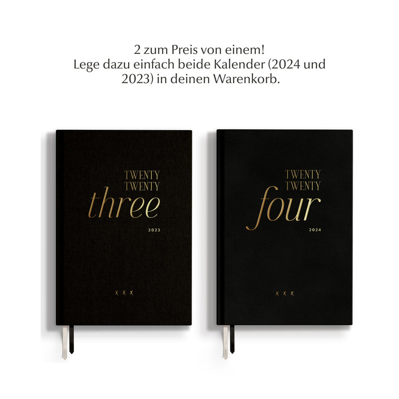 Kalender 2024, A5, schwarz/gold