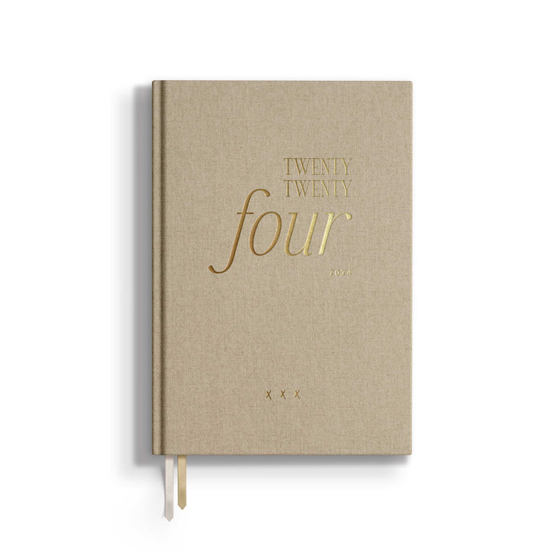 Kalender 2024, A5, beige/gold