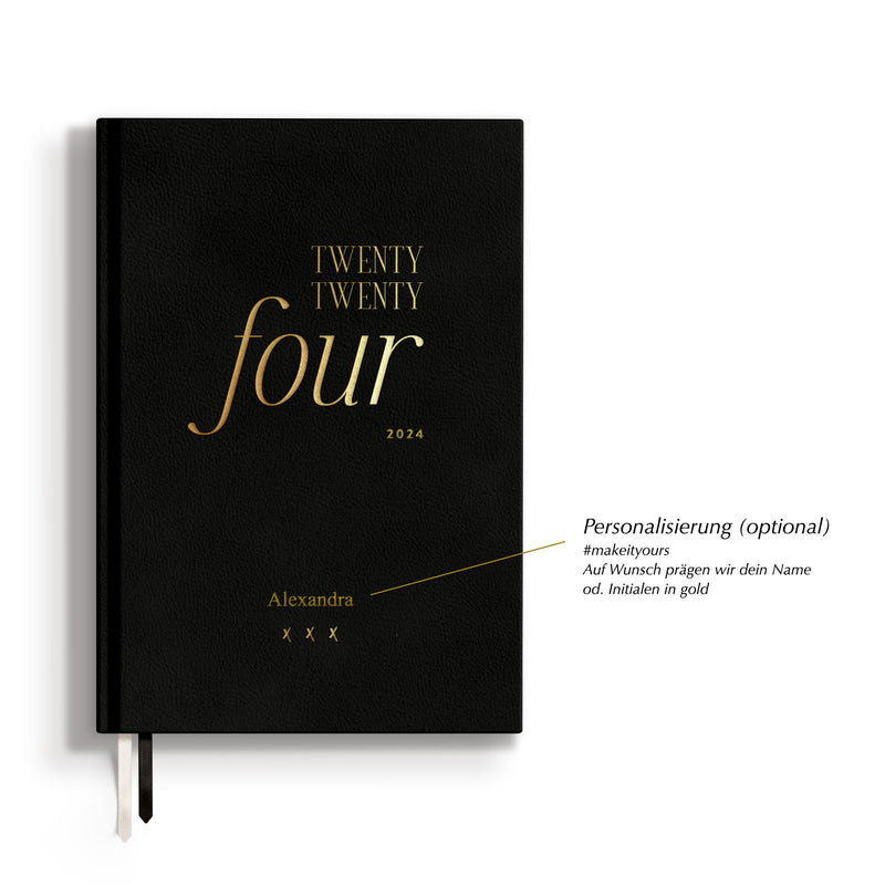 Kalender 2024, A5, schwarz/gold
