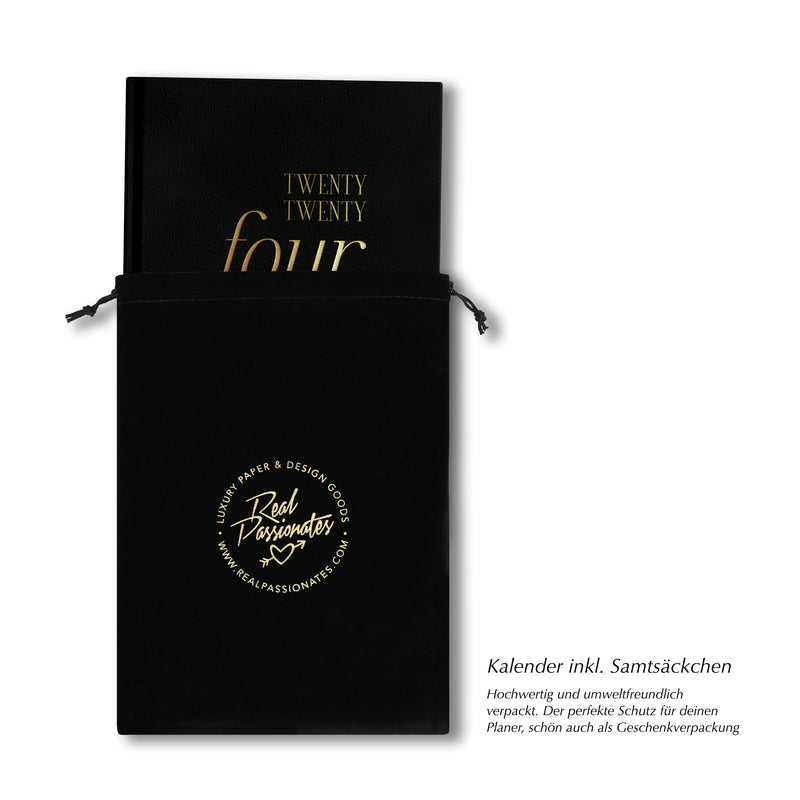Kalender 2024, A5, schwarz/gold