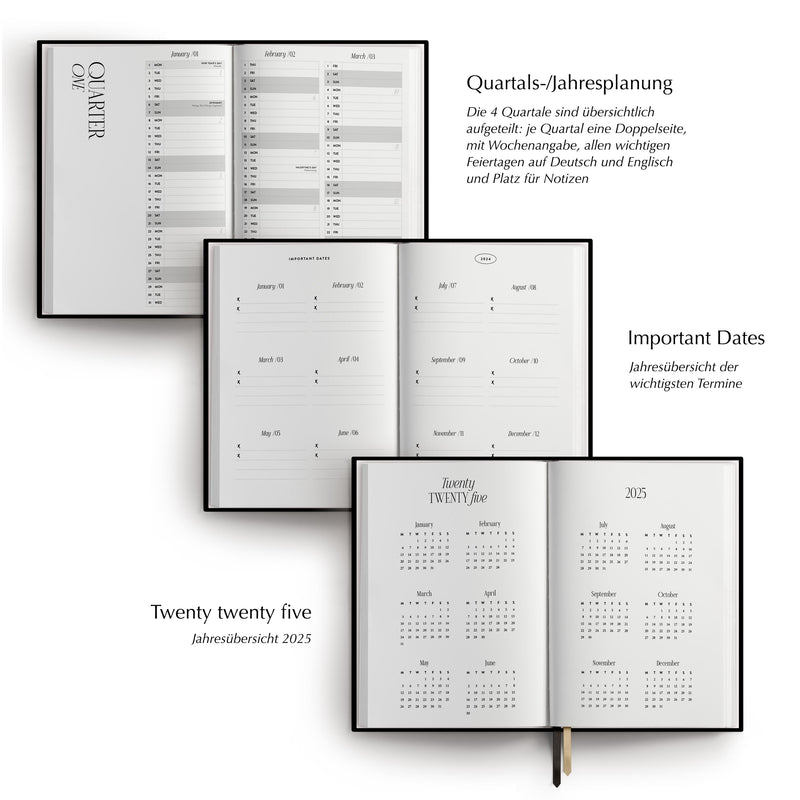 Kalender 2024, A5, schwarz/gold