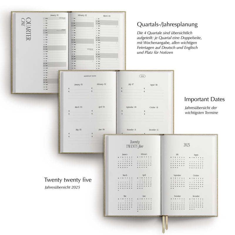 Kalender 2024, A5, beige/gold