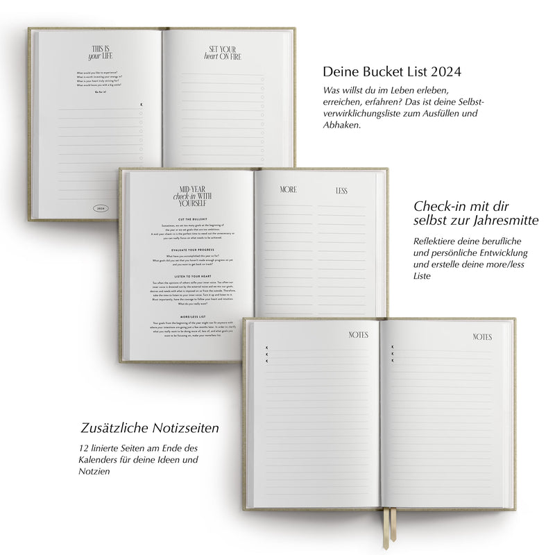 Kalender 2024, A5, beige/gold