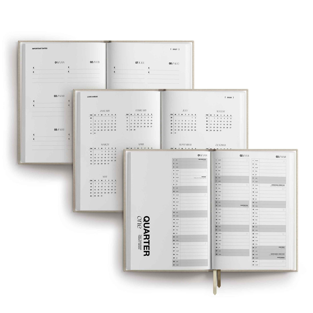 Kalender 2027 "Beach" | A5 | Beige / Gold
