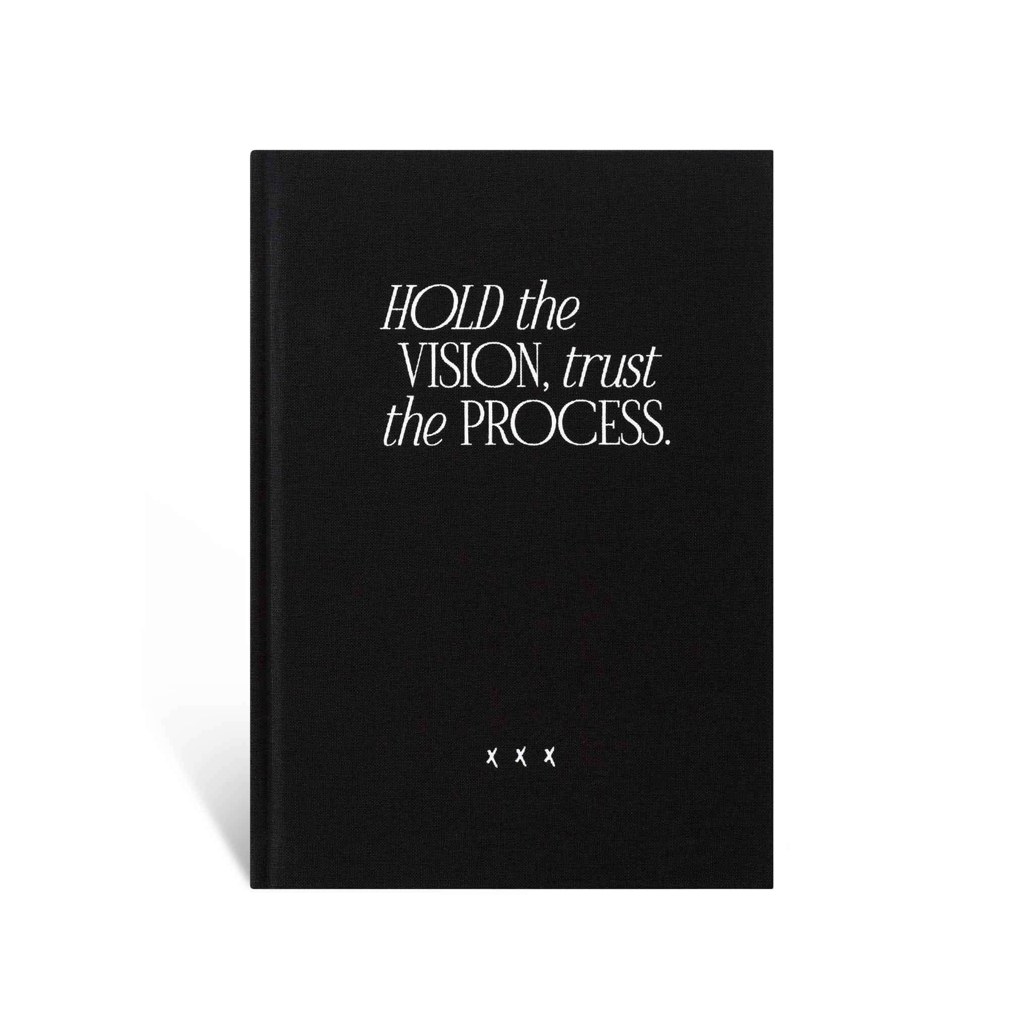 Notebook / Bullet Journal "Hold the Vision", Black, Linen