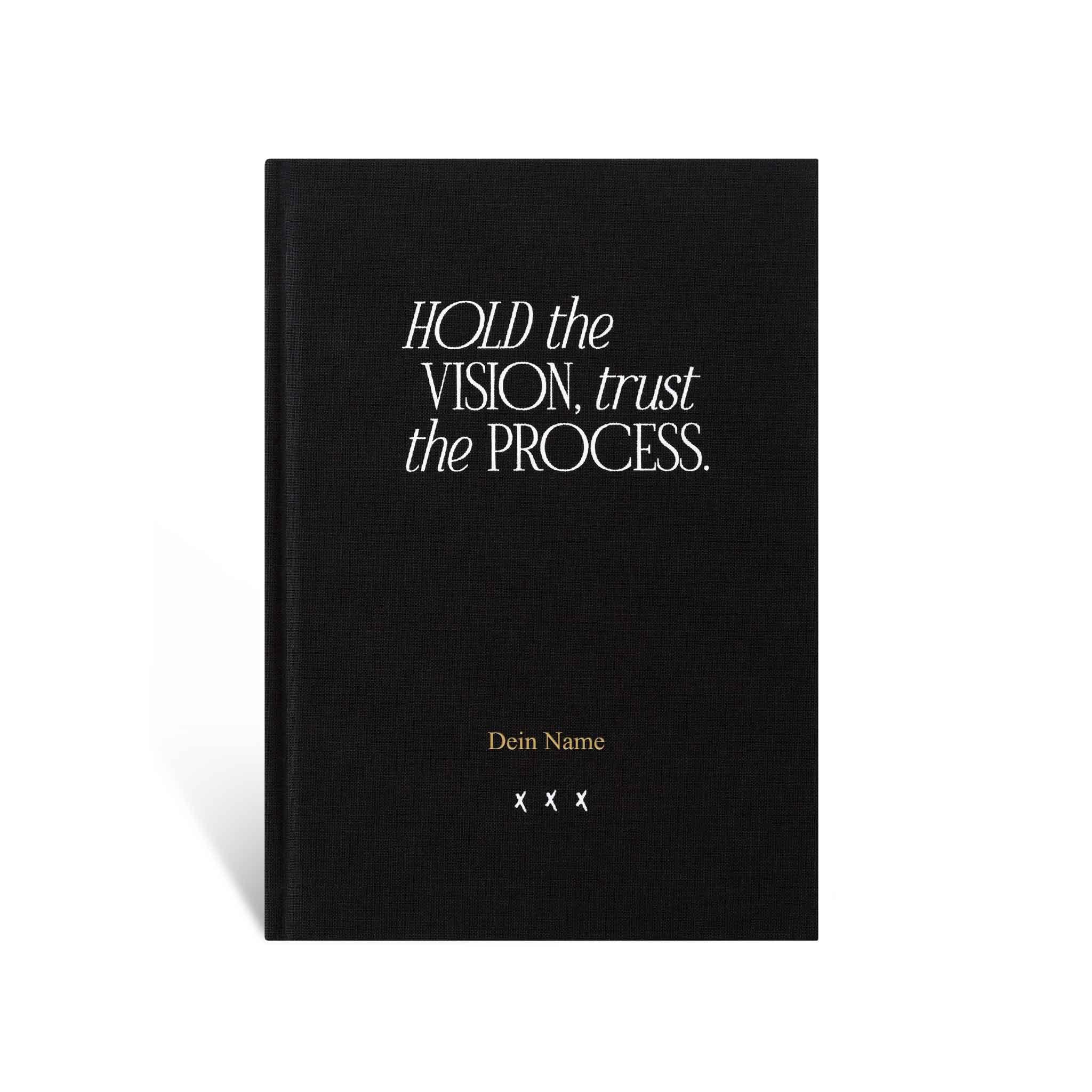 Notizbuch / Bullet Journal "Hold the Vision", Schwarz, Leinen