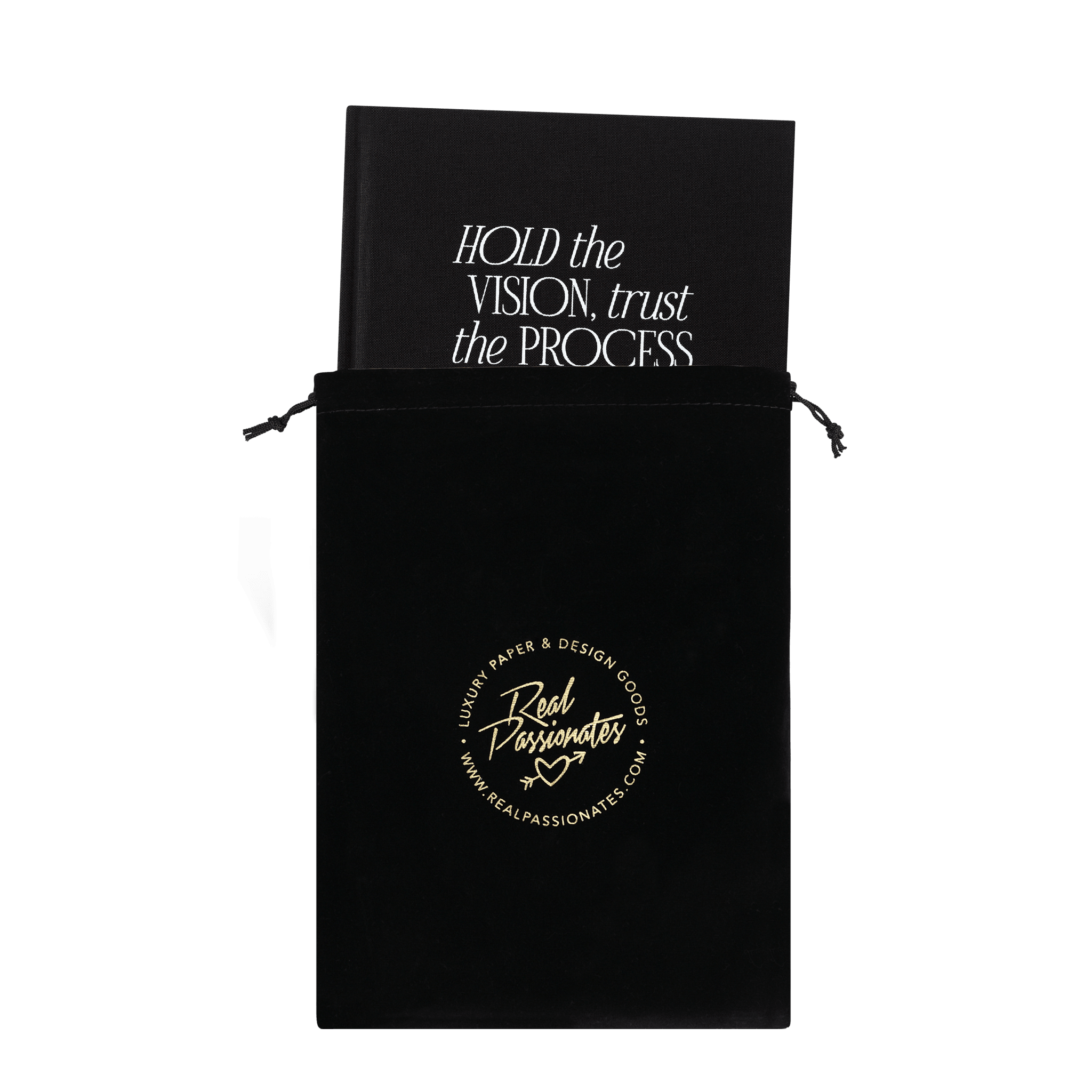 Notizbuch / Bullet Journal "Hold the Vision", Schwarz, Leinen