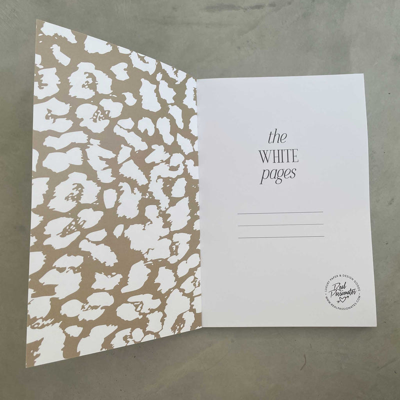 Notizbuch, "White Pages", Leopard, A5, blanko Seiten