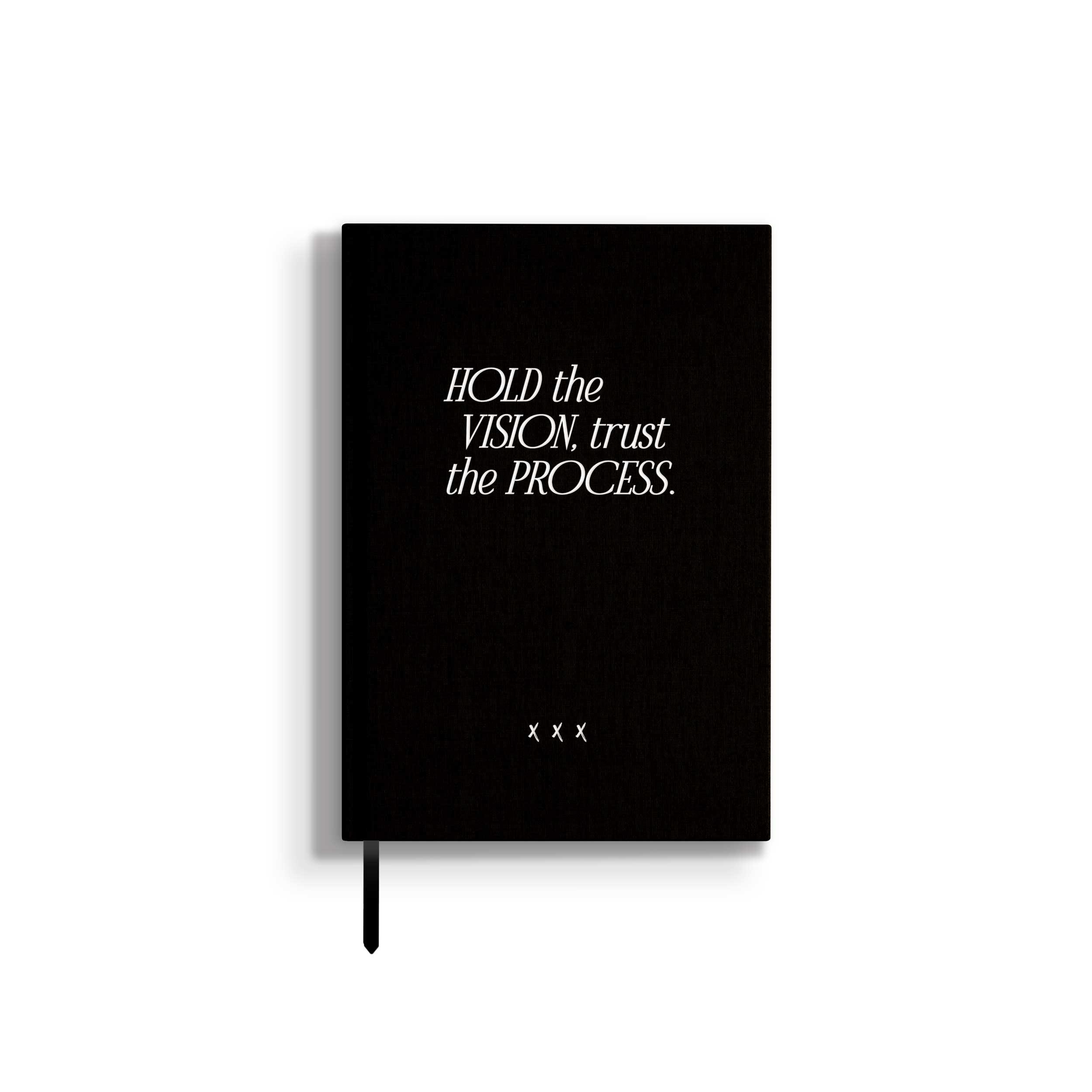 Notizbuch / Bullet Journal "Hold the Vision", Schwarz, Leinen