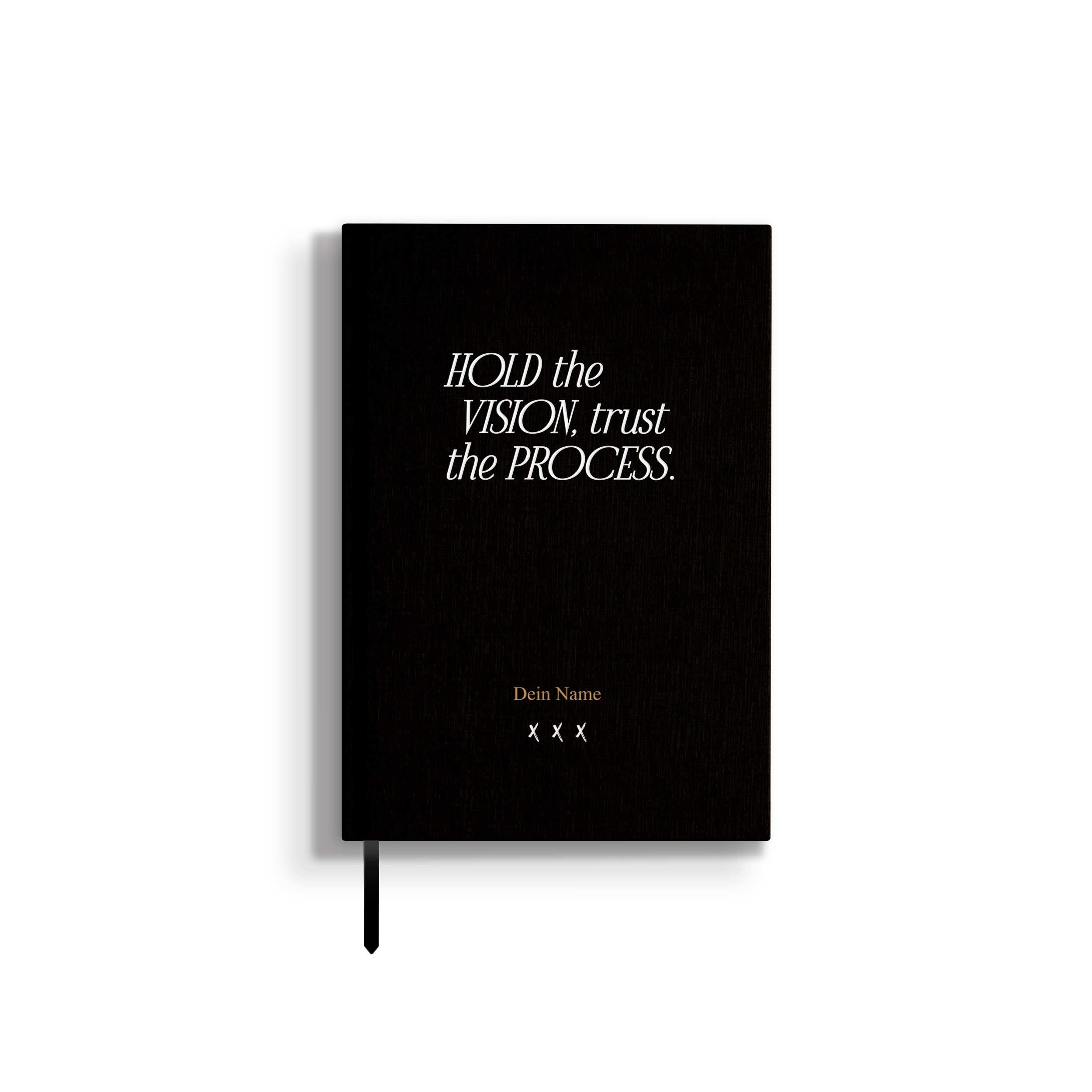 Notizbuch / Bullet Journal "Hold the Vision", Schwarz, Leinen