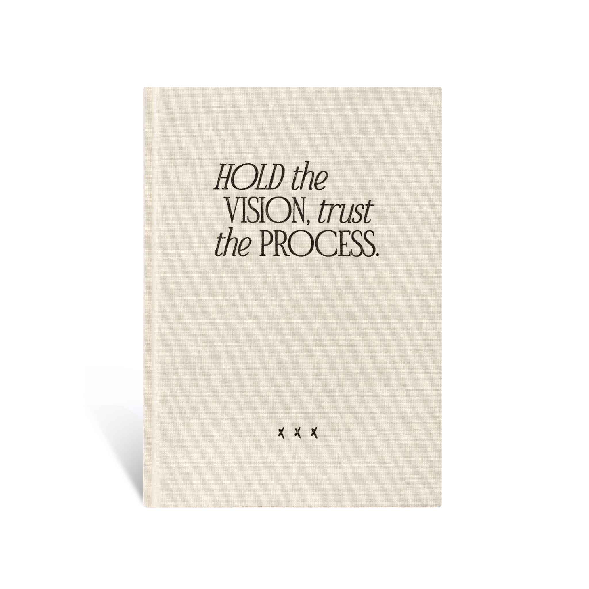 Notebook "Hold the Vision", A5, Off White / Black, linen