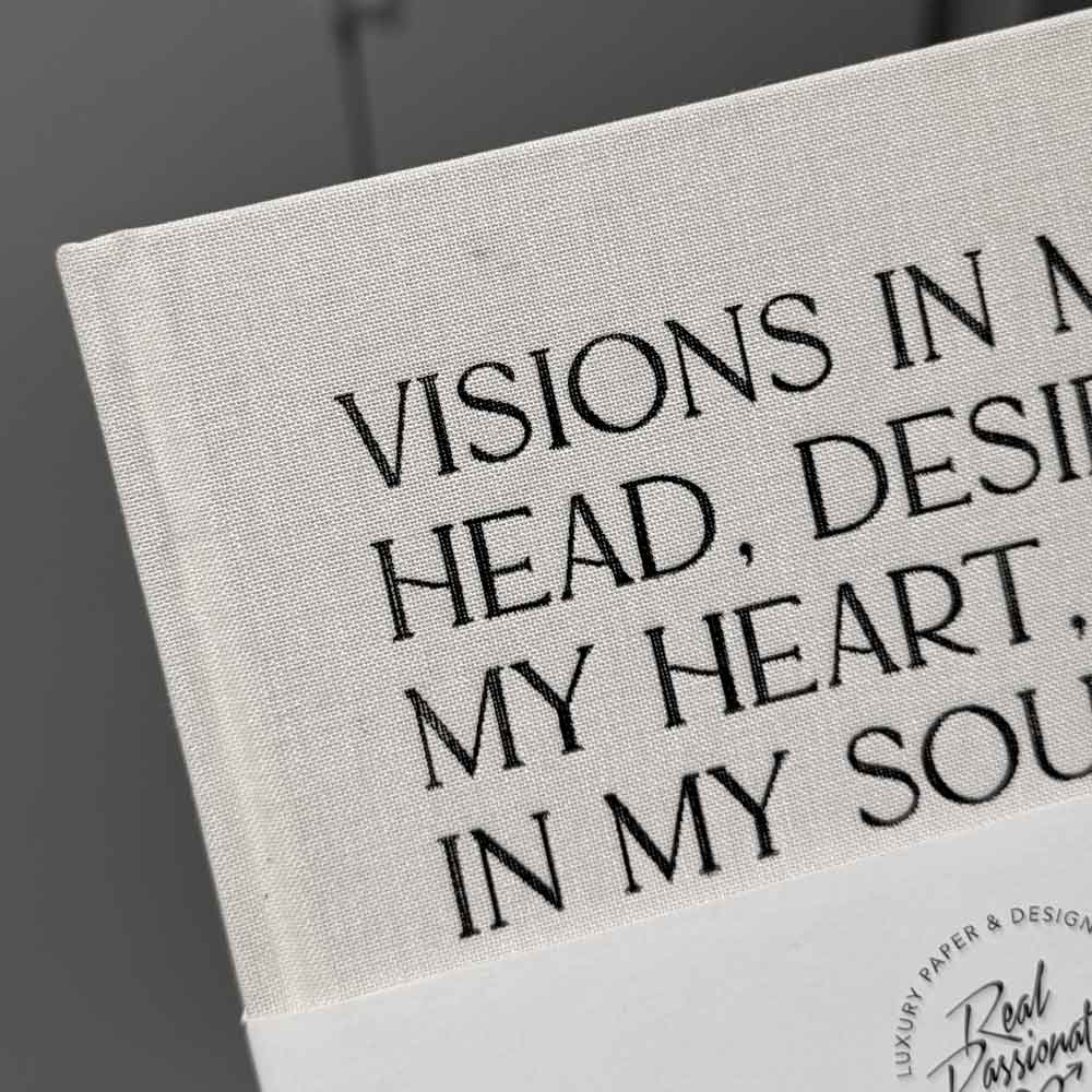 Notizbuch "Visions" , A5, OffWhite, Leinencover, punktiert (B-WARE)