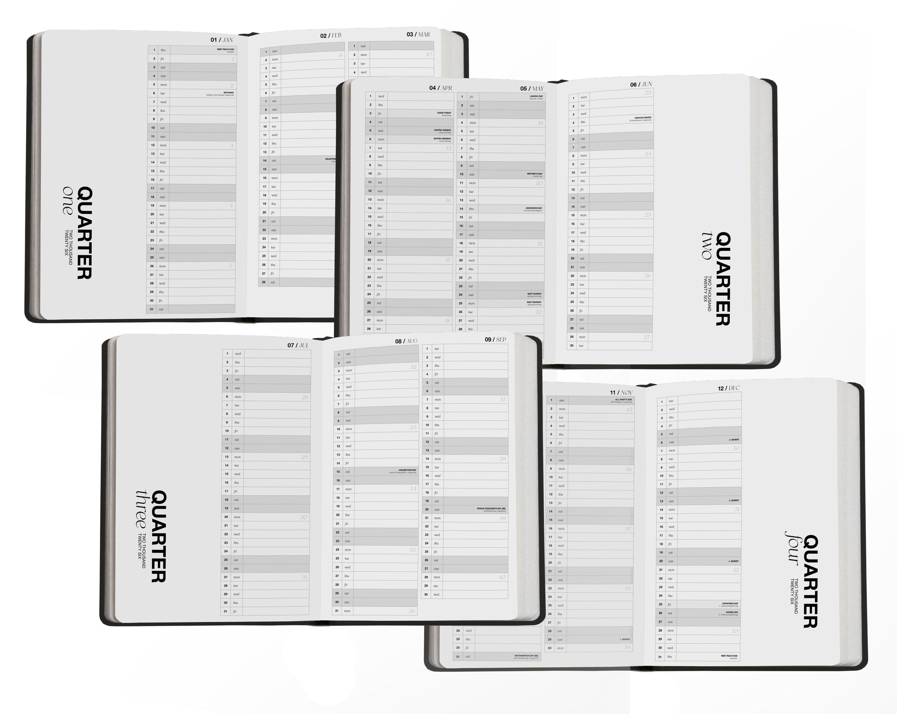 Taschenkalender 2026 Pocket Planner A6 Schwarz | Pre Order