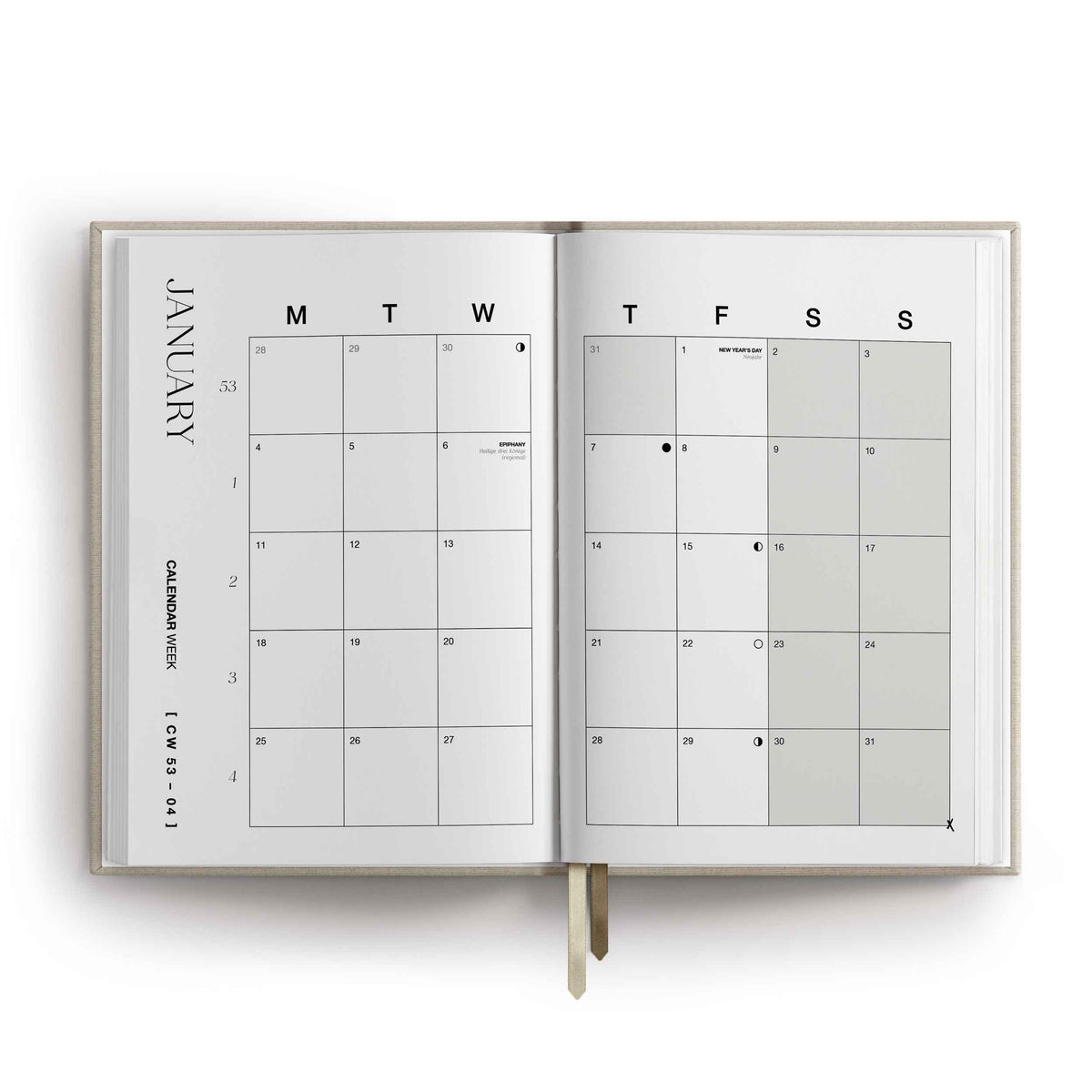 Kalender 2027 "Beach" | A5 | Beige / Gold