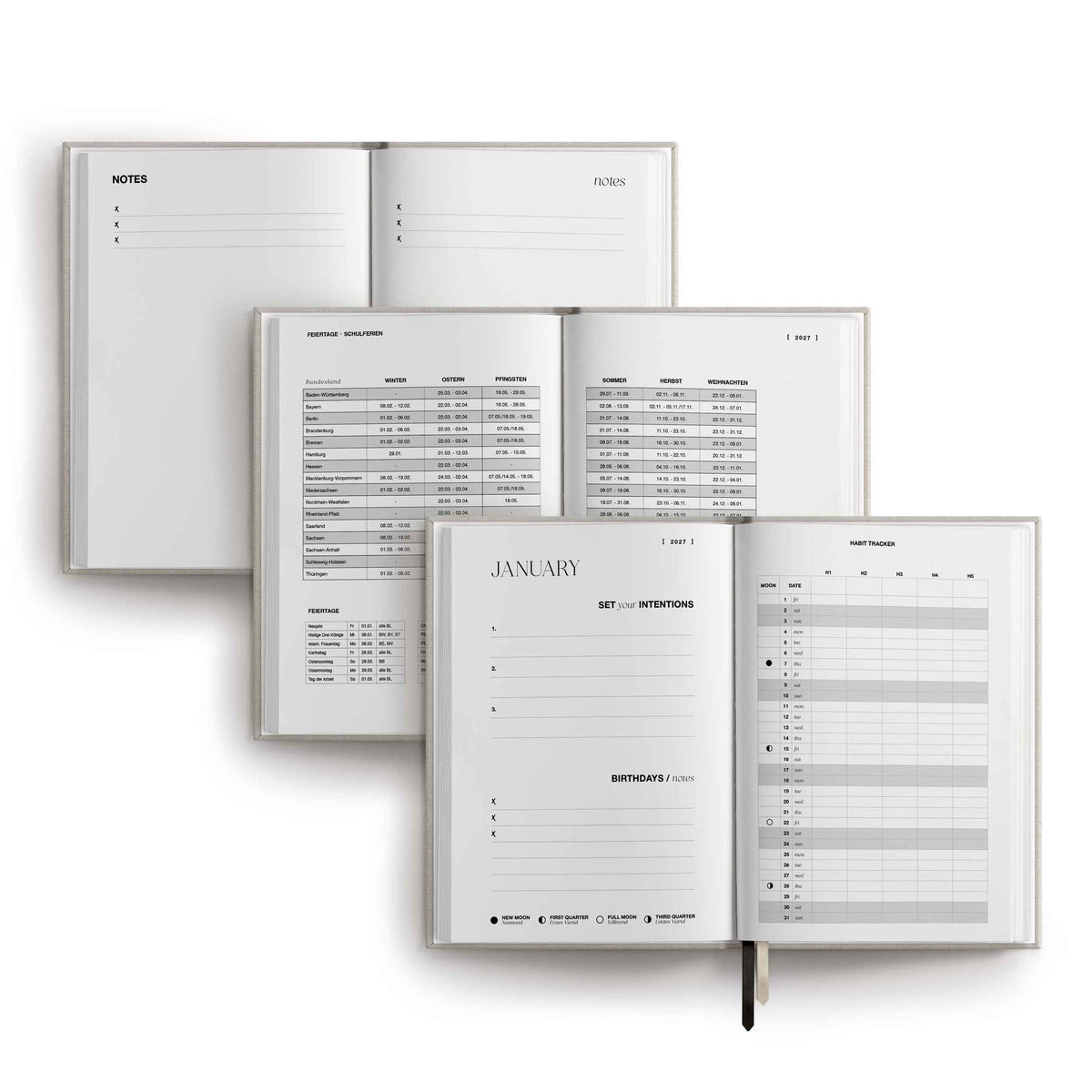 Kalender 2027 "Cloud" | A5 | Off-White / Schwarz