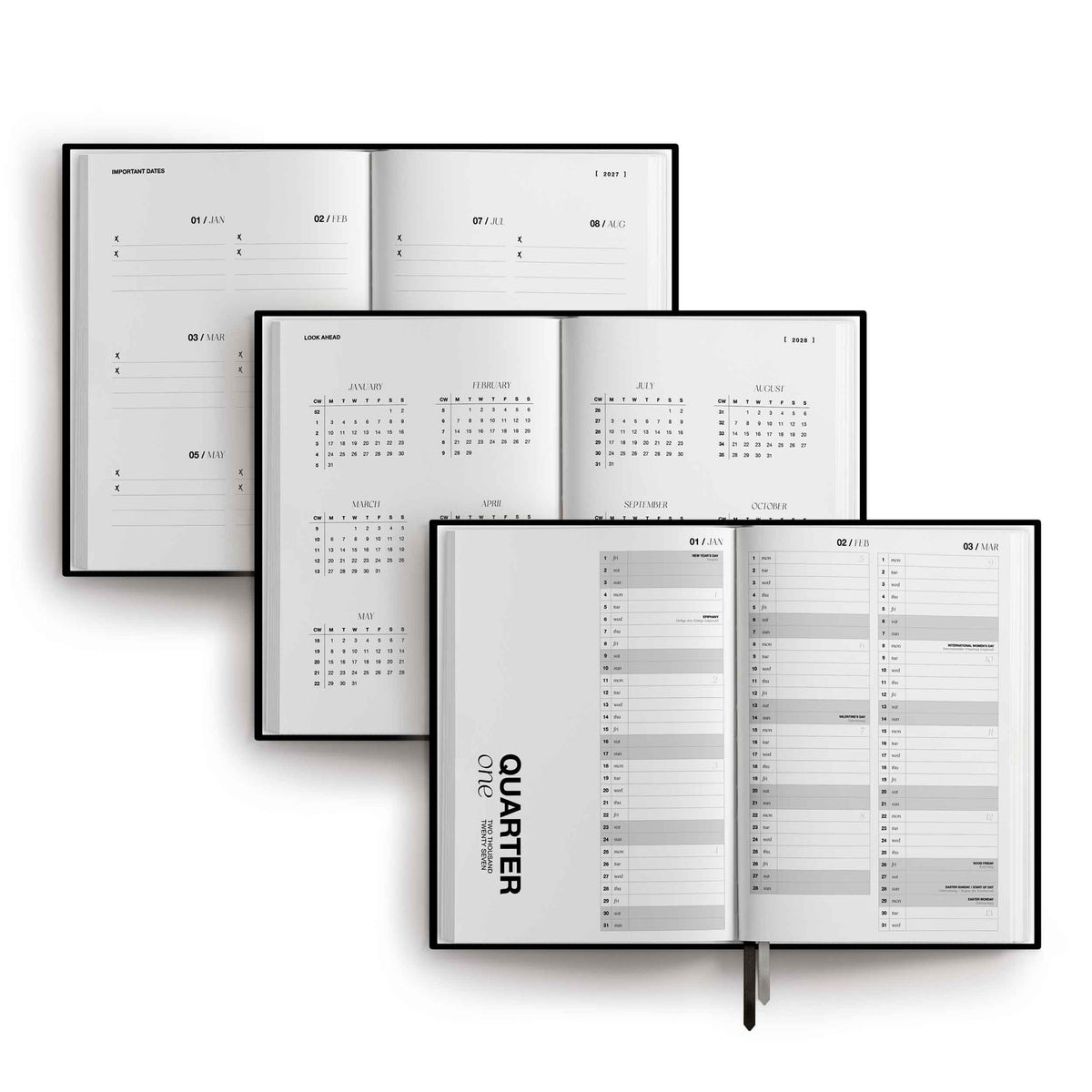 Kalender 2027 "Raven" | A5 | Schwarz / Silber