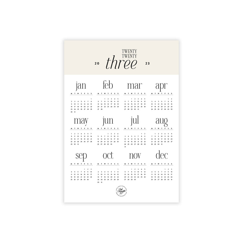 Art Print Calendar 2023, A3, White