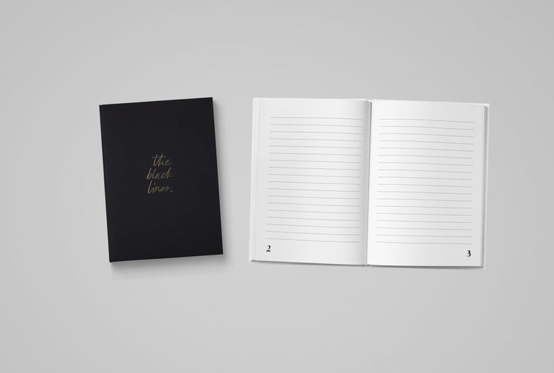 Notizbuch "Black Lines", A5, Schwarz/Gold