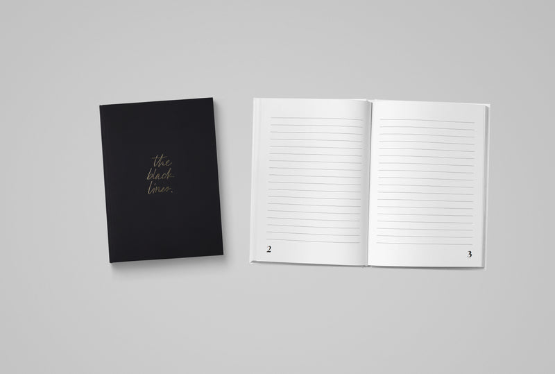Notebook "Black Lines", A5, Black/Gold