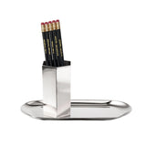 Schreibtisch Deko-Set (Tablett & Stiftehalter), Silber