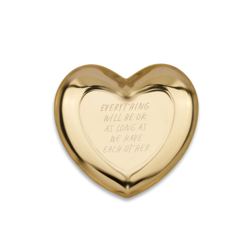 Small heart shaped bowl / tray "everything will be ok", Gold
