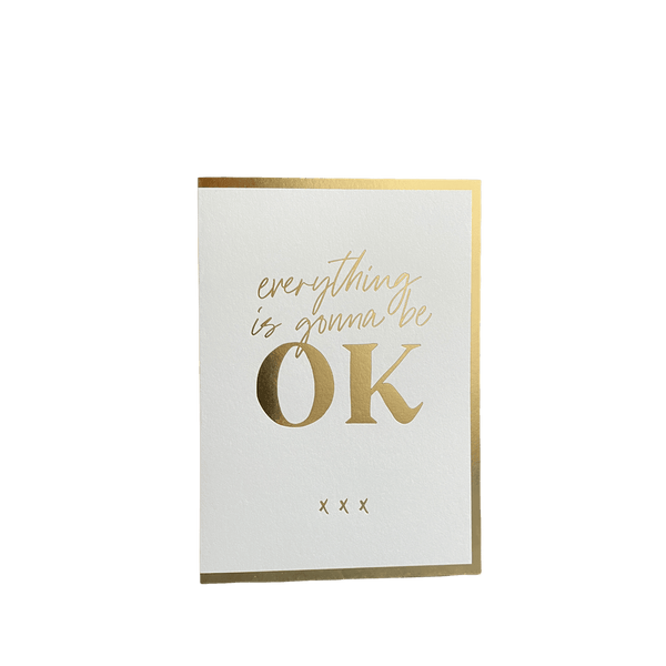 Greeting Card "OK", A6, White /Gold