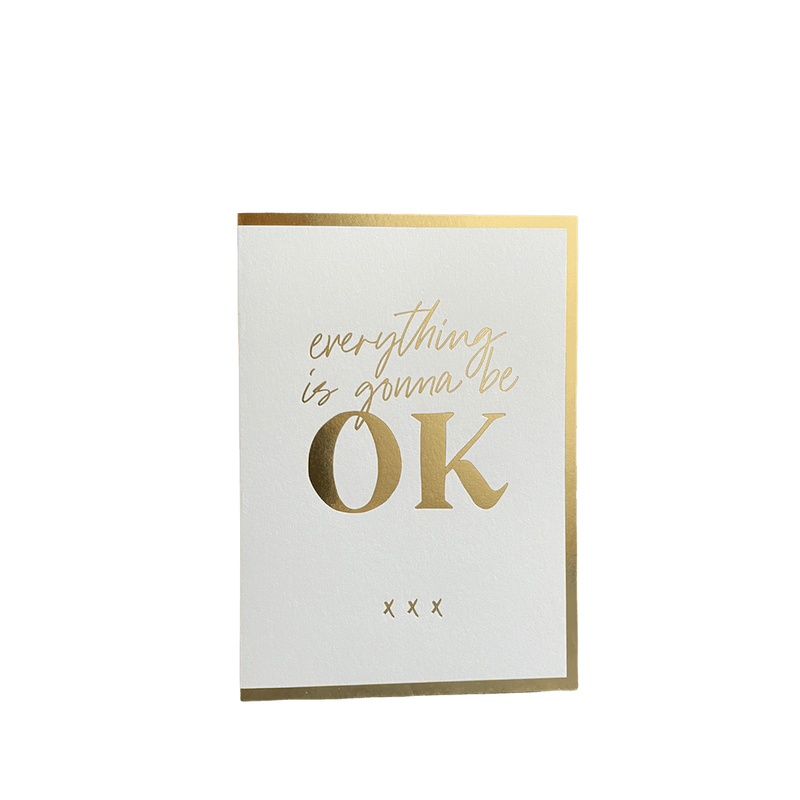 Greeting Card "OK", A6, White /Gold