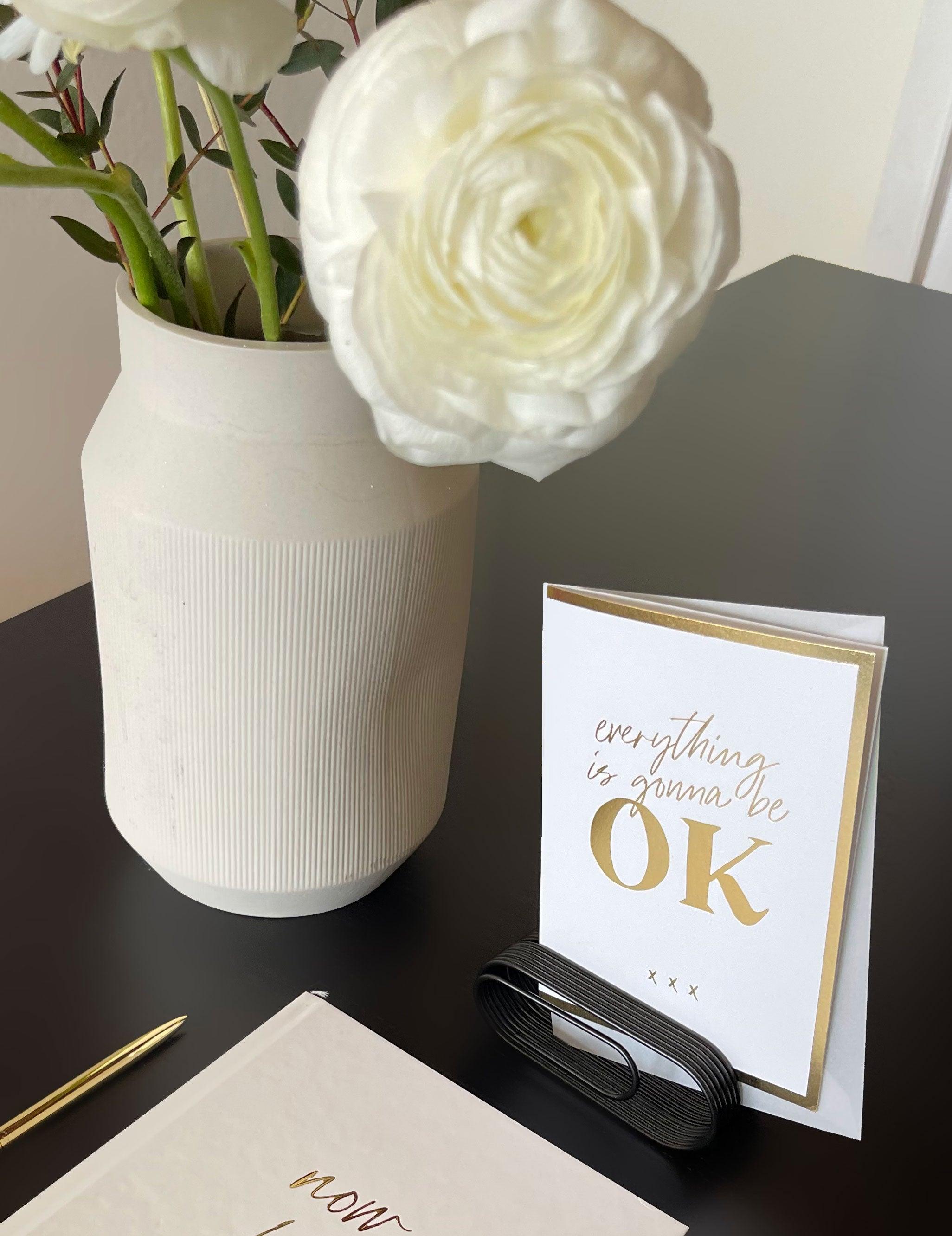 Grußkarte "OK", A6, Weiß/Gold