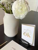 Greeting Card "OK", A6, White /Gold