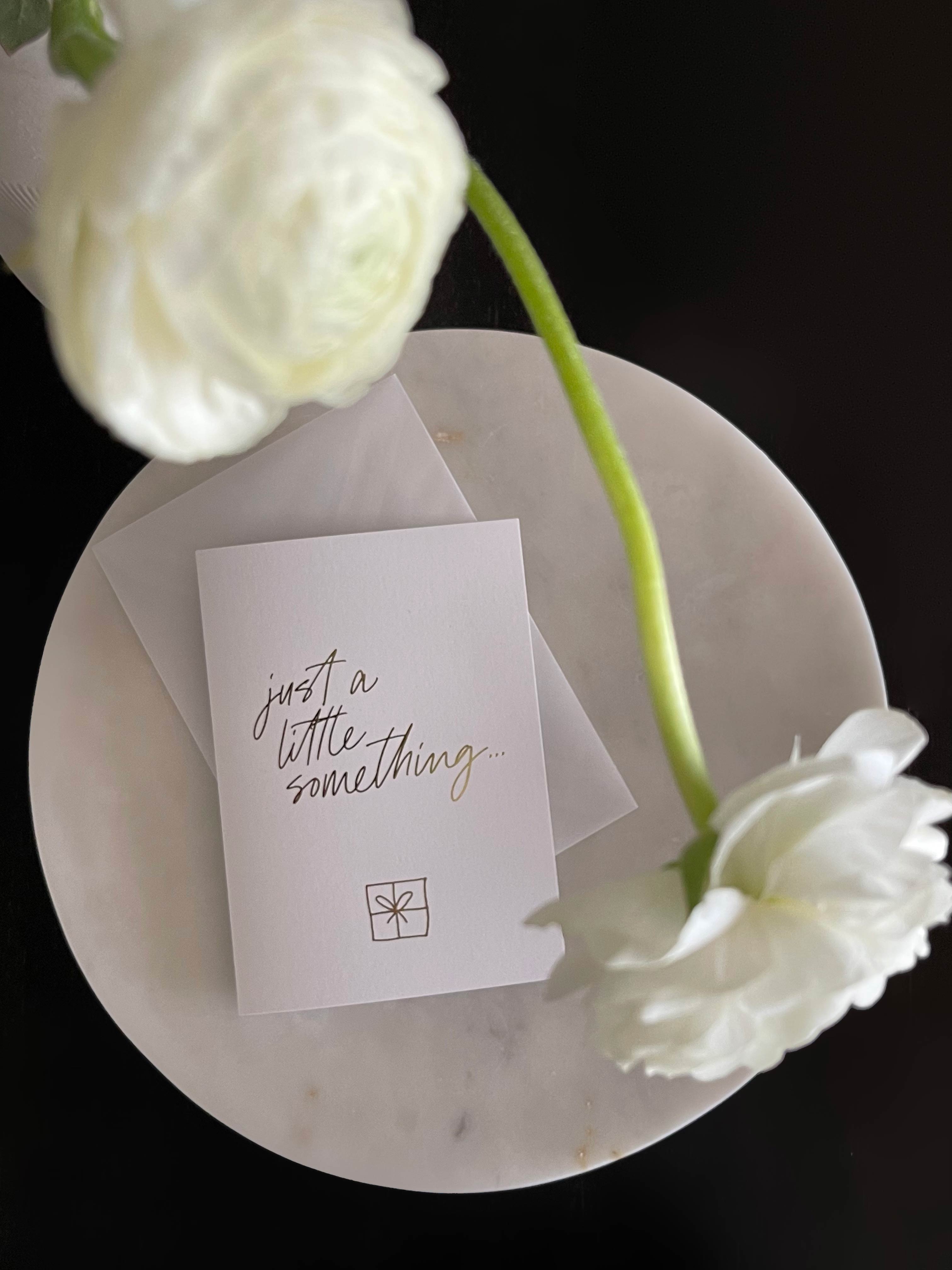 Greeting card "Little Something", A6, white/gold