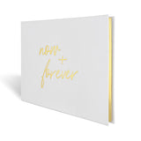 Gästebuch Hochzeit "now+forever", Weiß/Gold